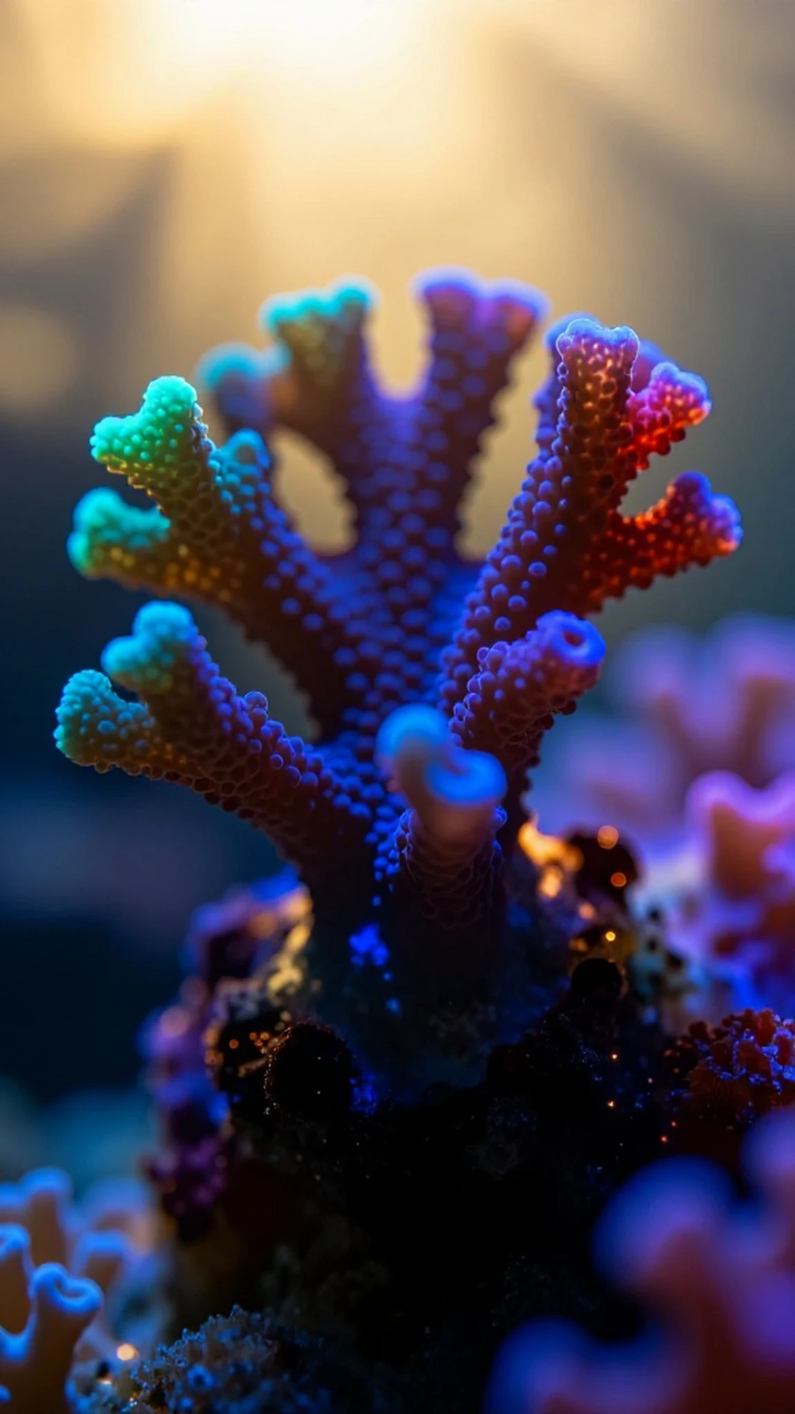 Bioluminescent Coral, Golden Hour Ray Tracing 4K — 4K abstract background