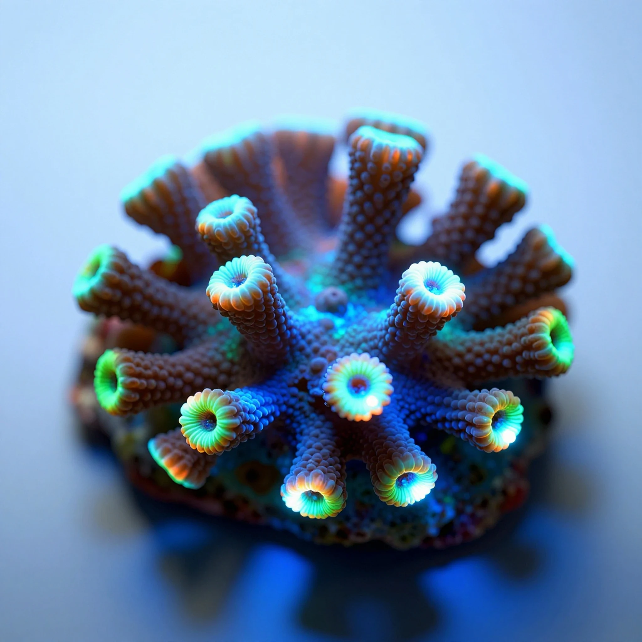 Bioluminescent Coral, Soft Studio Light 4K — 4K abstract background