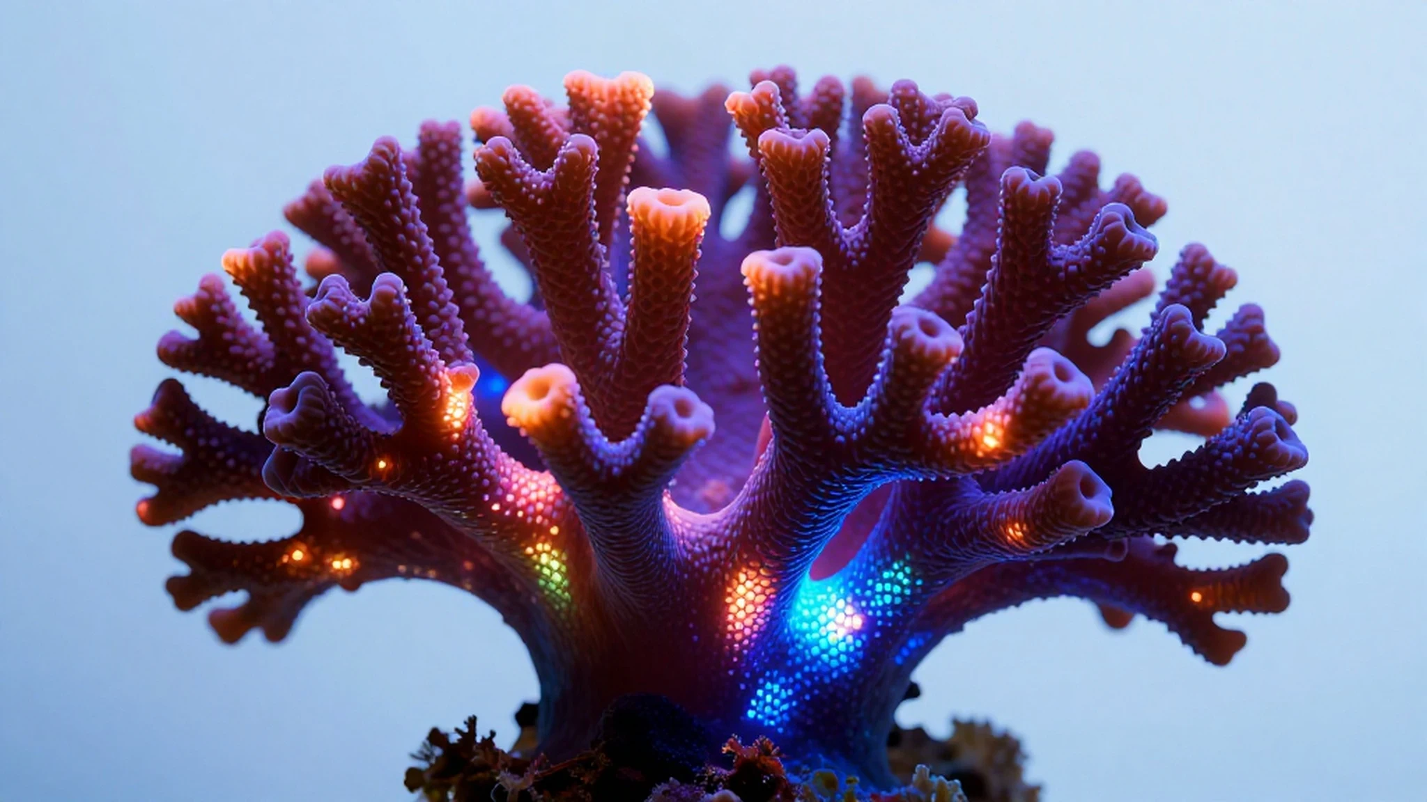 Bioluminescent Coral, Soft Studio Light 4K — 4K abstract background
