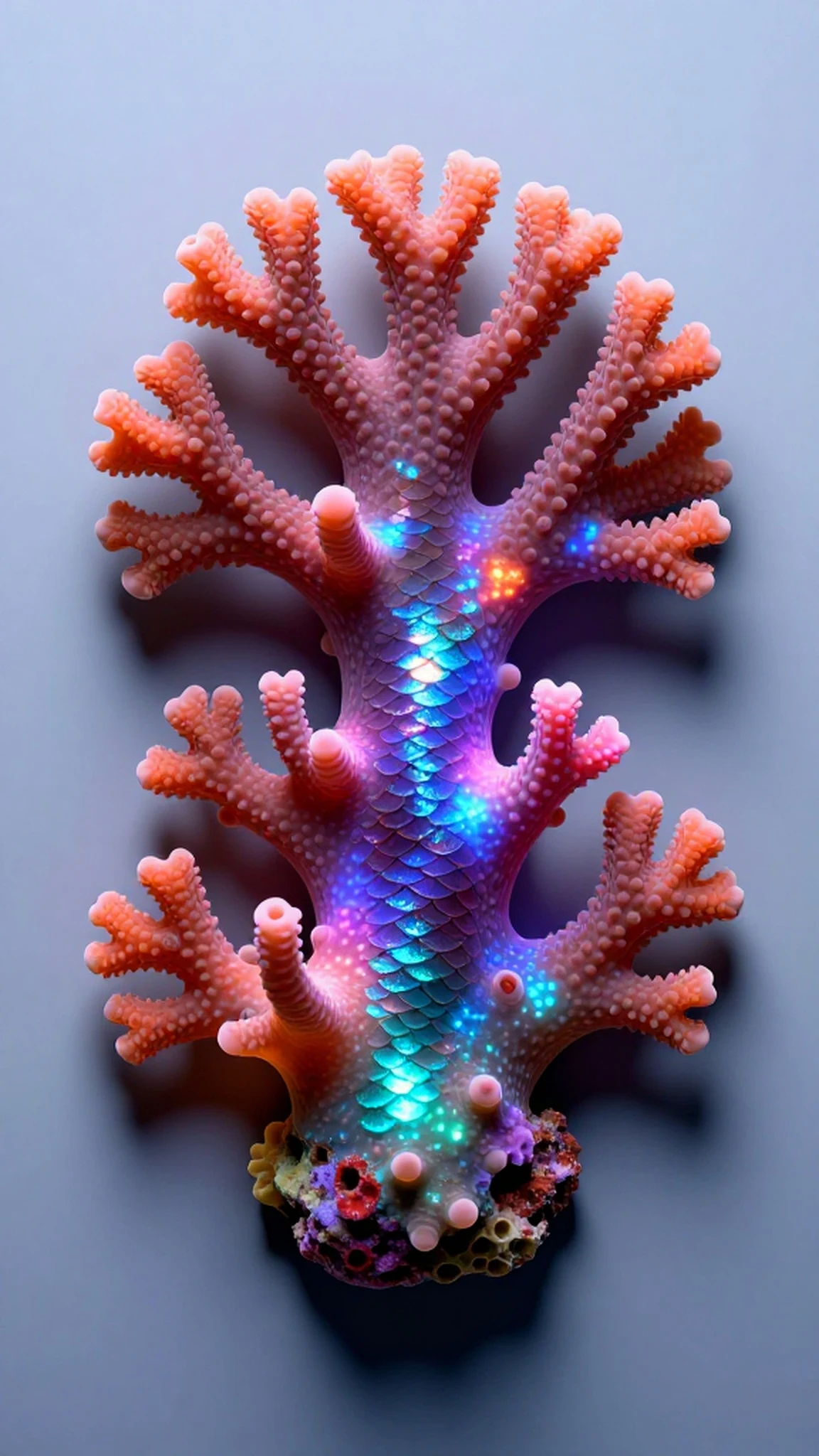 Bioluminescent Coral, Soft Studio Light 4K — 4K abstract background