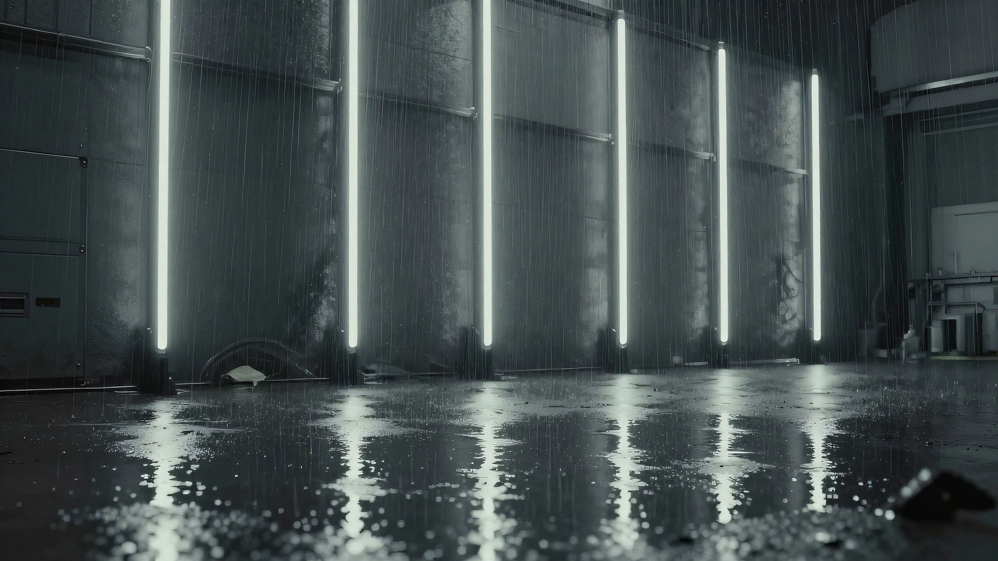 Neon tube glow reflected on surface, neon rain 4K — 4K neon background