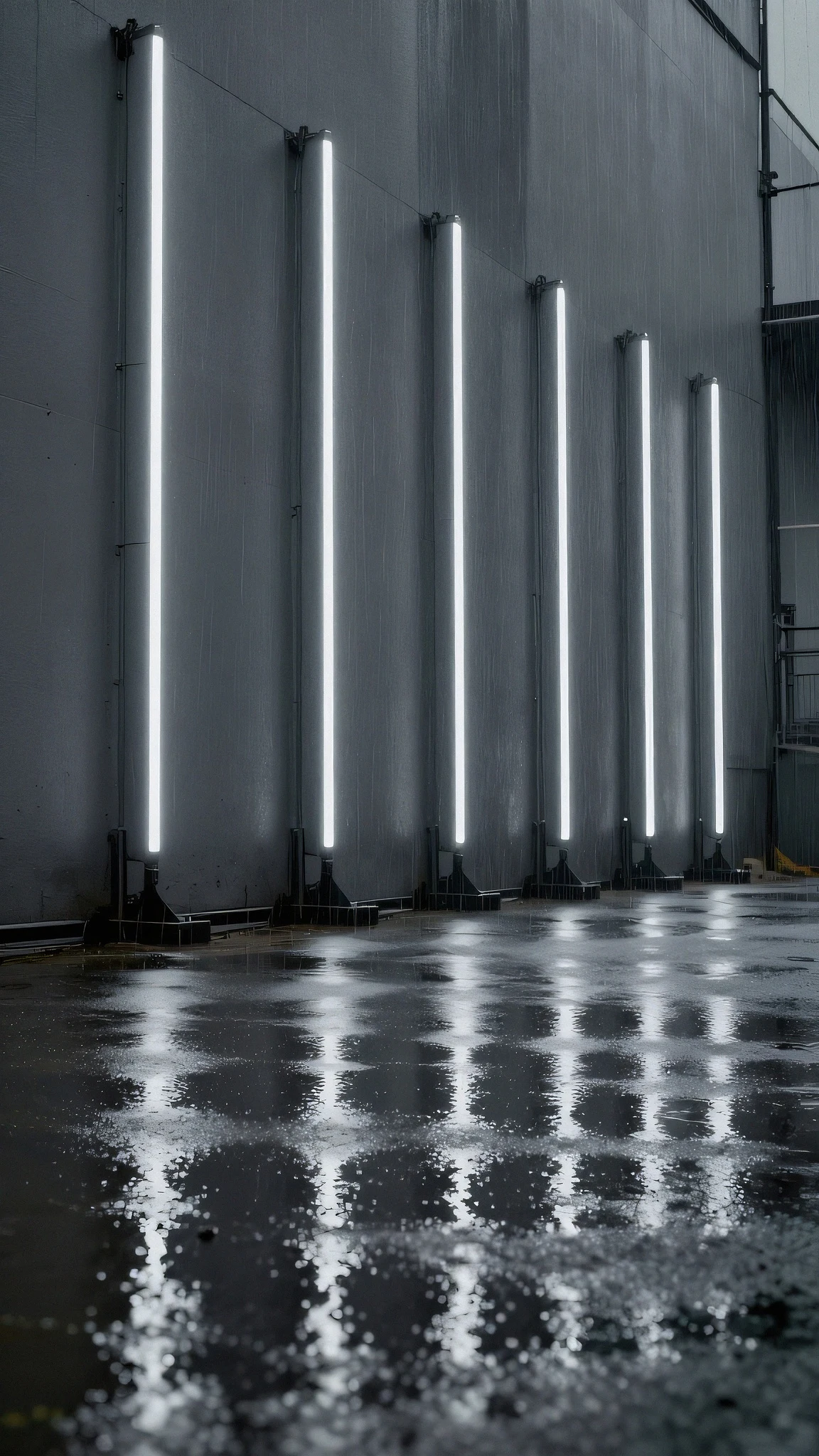 Neon tube glow reflected on surface, neon rain 4K — 4K neon background