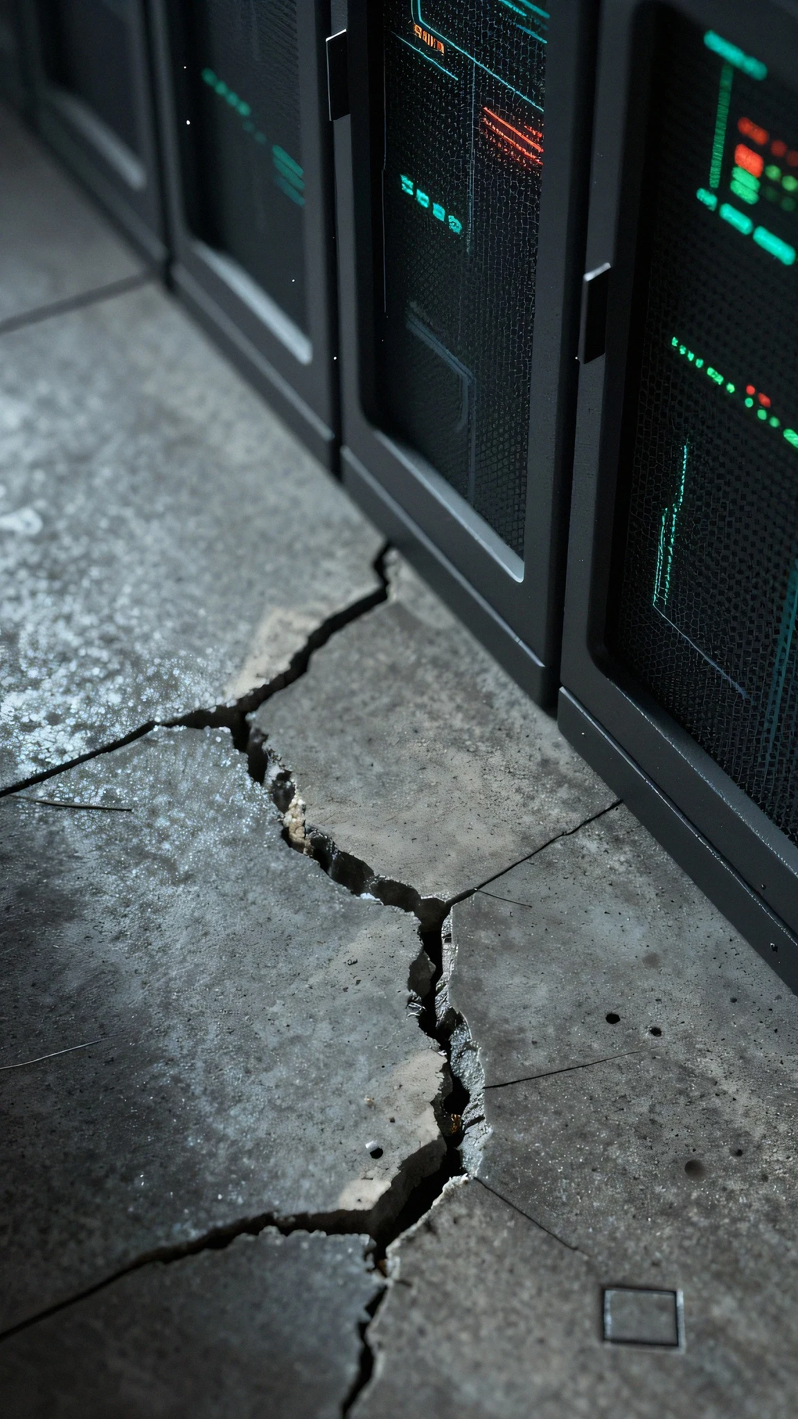 Hyperrealistic close-up of a fractured concrete paveme 4K — 4K neon background