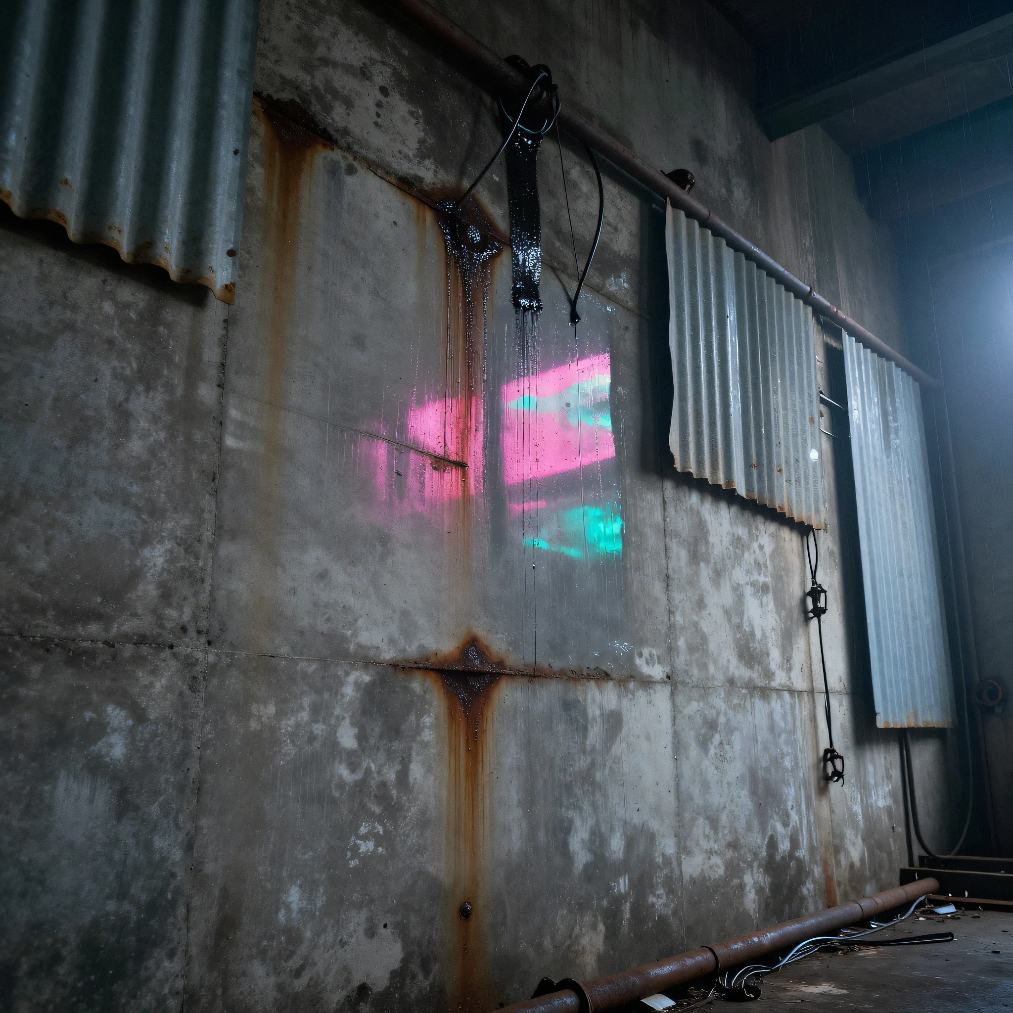 Corroded ferroconcrete wall 4K — 4K neon background