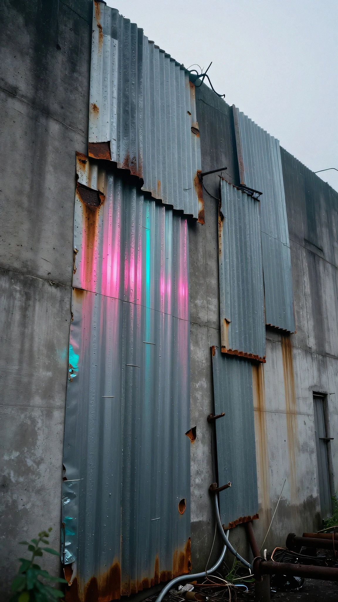 Corroded ferroconcrete wall 4K — 4K neon background