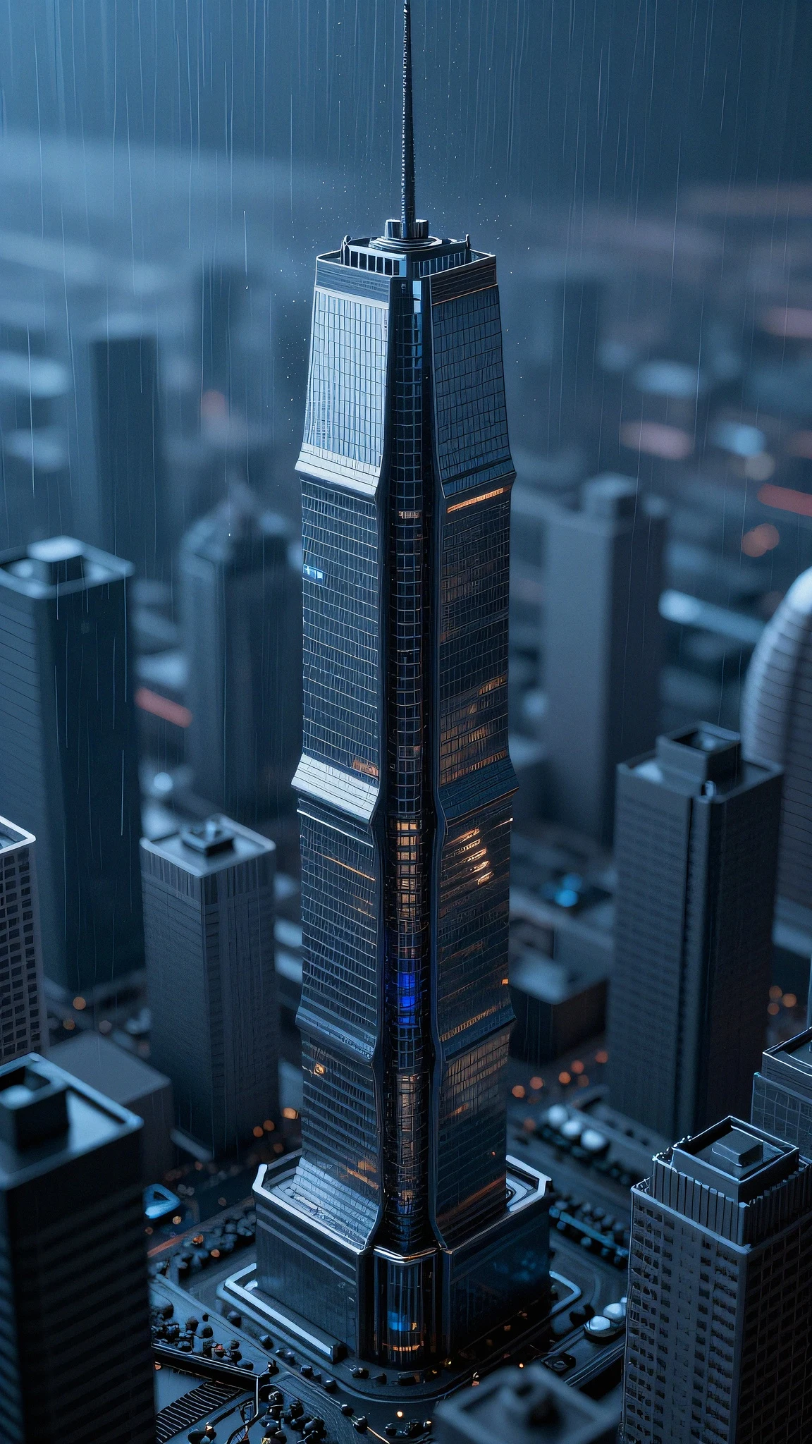 Cold north-sky 6500K ambient blue cast, neon rain 4K — 4K neon background