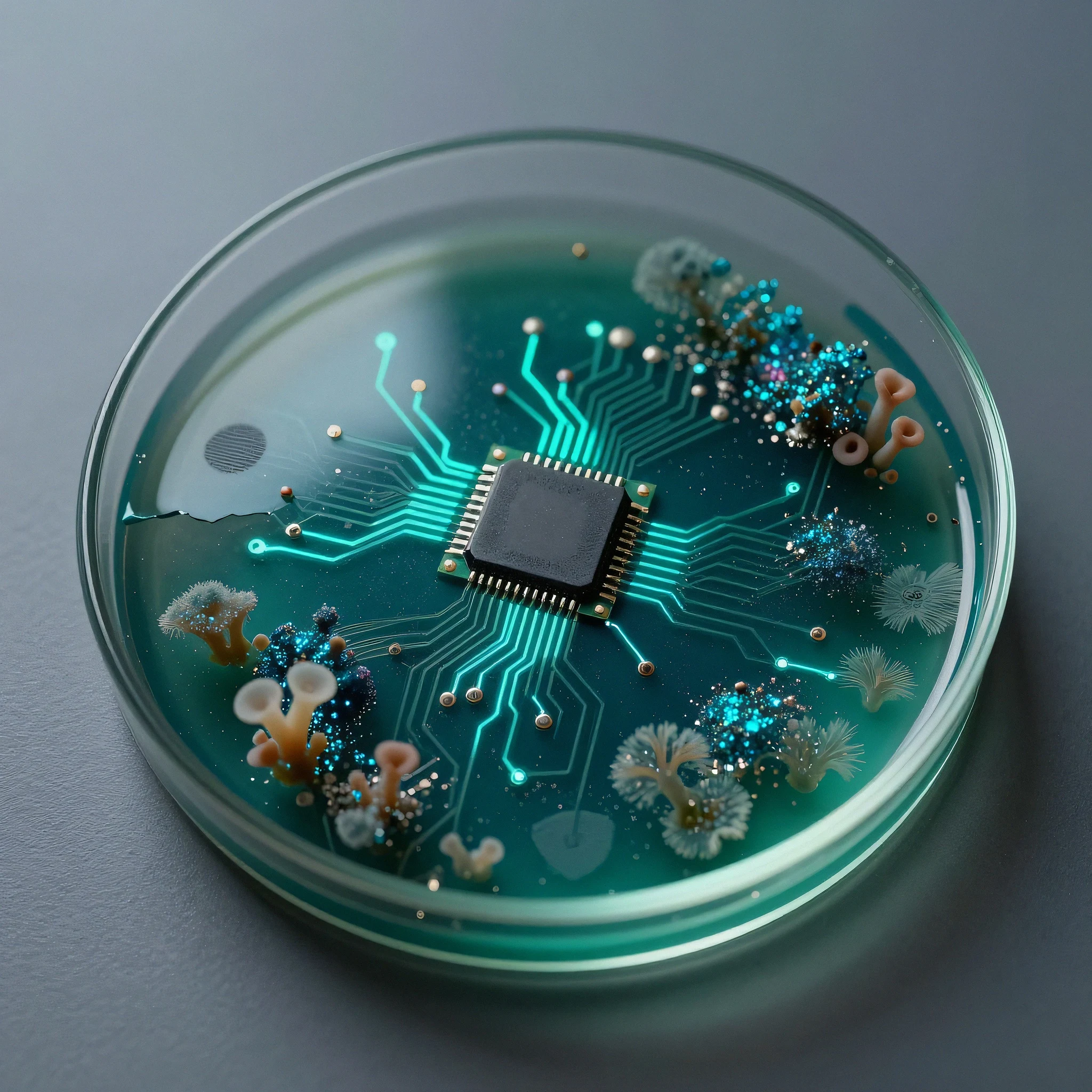 Fractured holographic circuit board 4K — 4K neon background