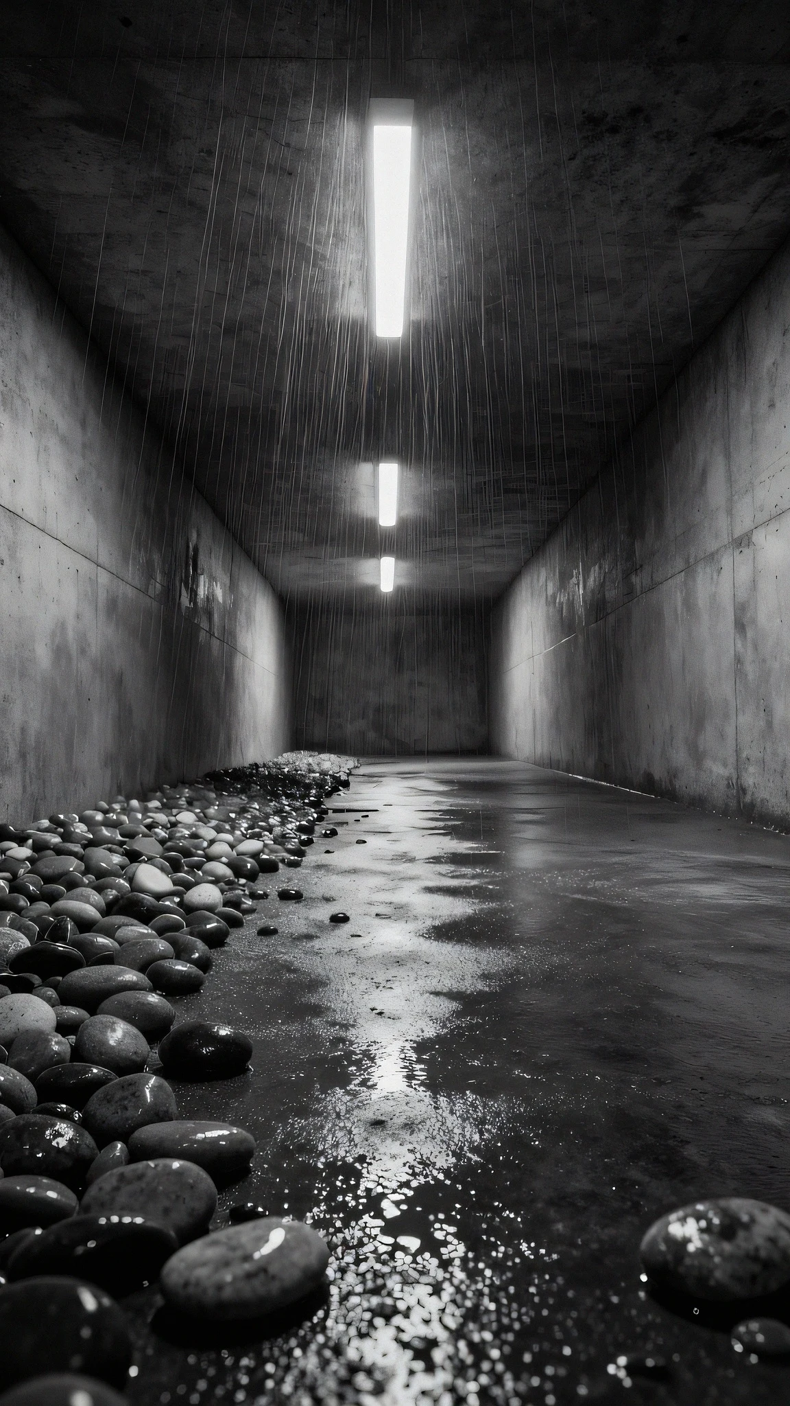 Brutalist concrete pebble, fluorescent 4K — 4K neon background