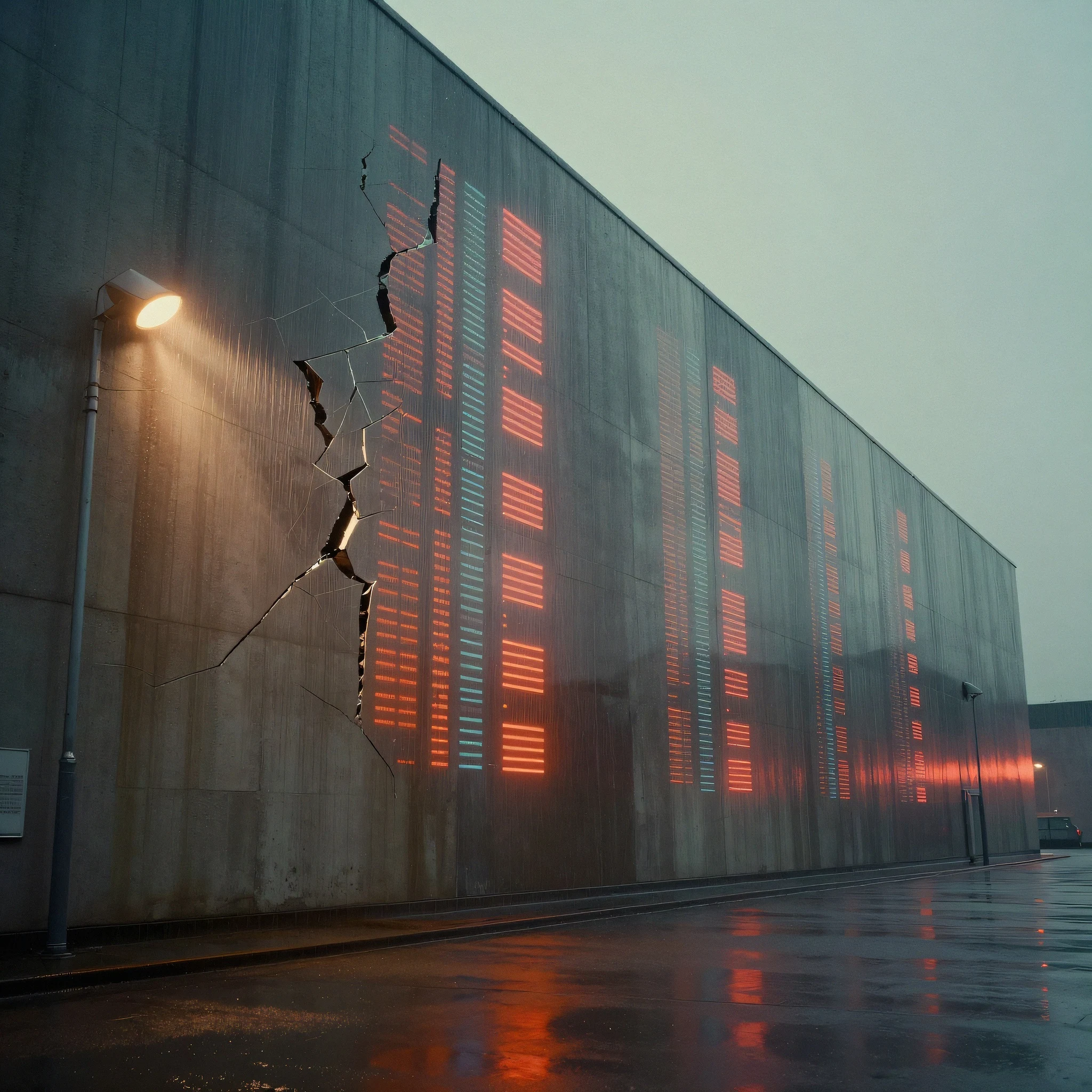 Crimson rain slicked ferroconcrete 4K — 4K neon background