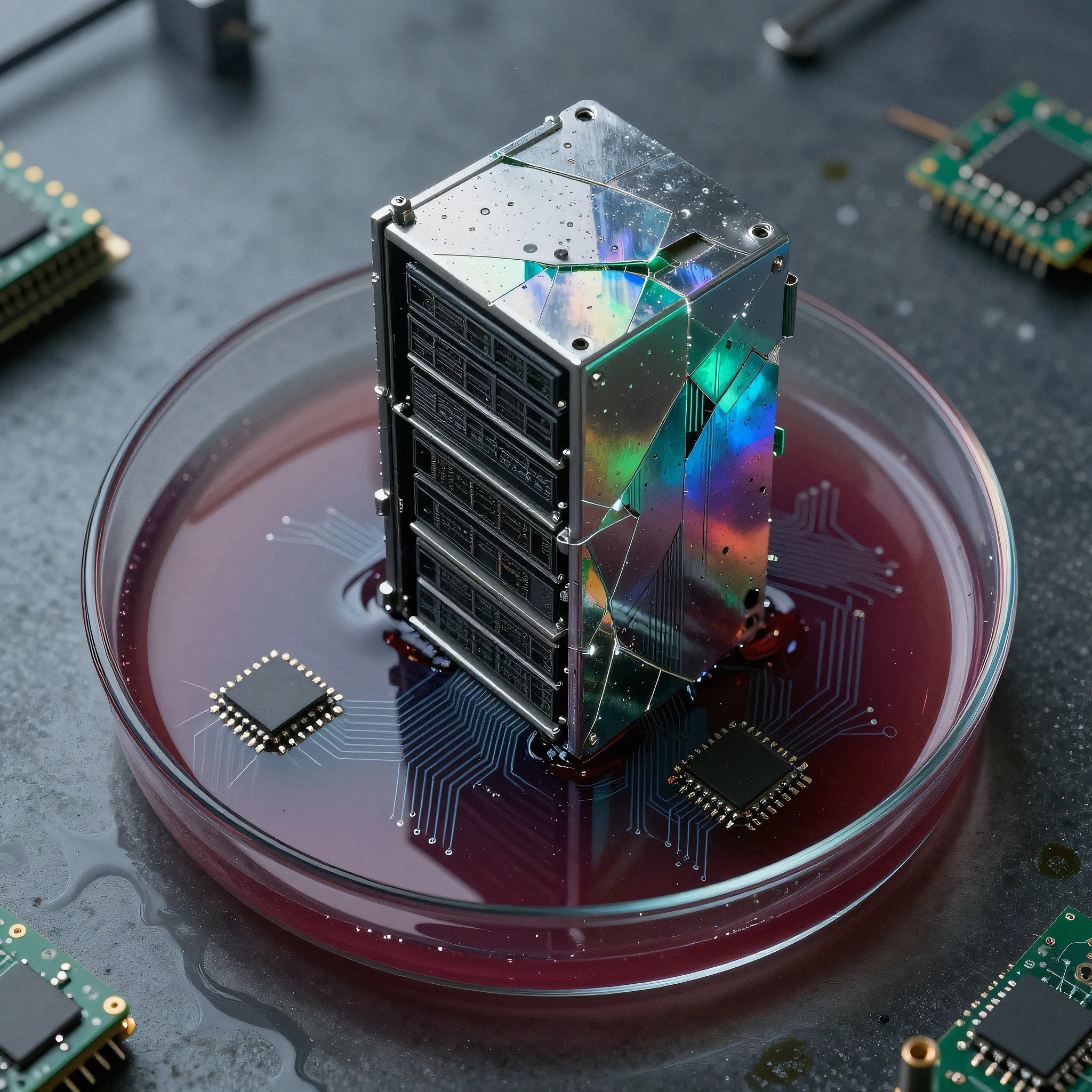 Rain-slicked chrome plating 4K — 4K neon background