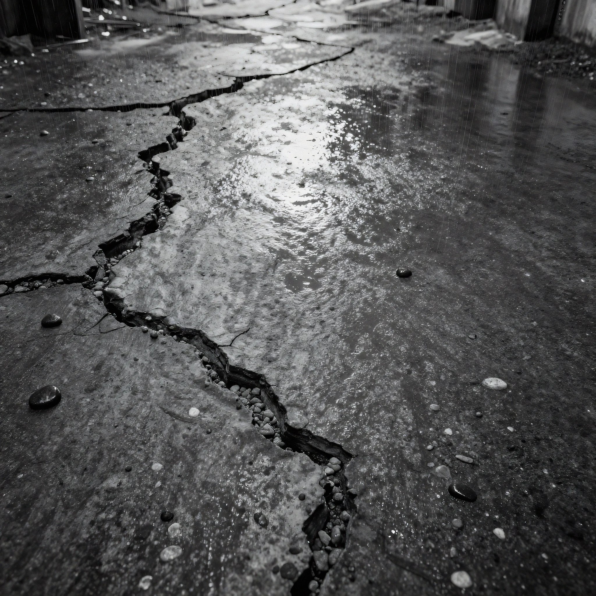 Bone-dry concrete pavement, fluorescent 4K — 4K neon background