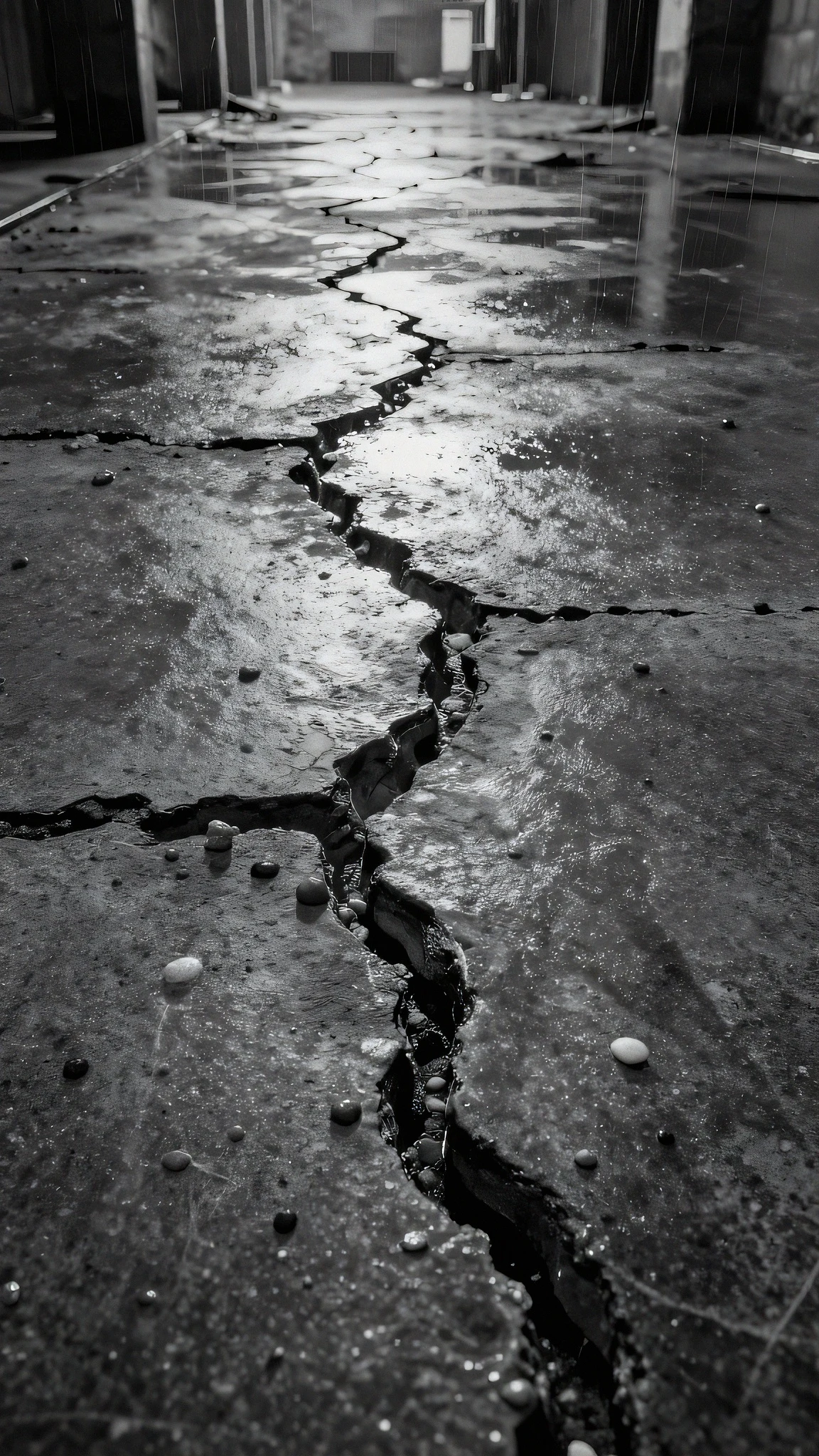 Bone-dry concrete pavement, fluorescent 4K — 4K neon background