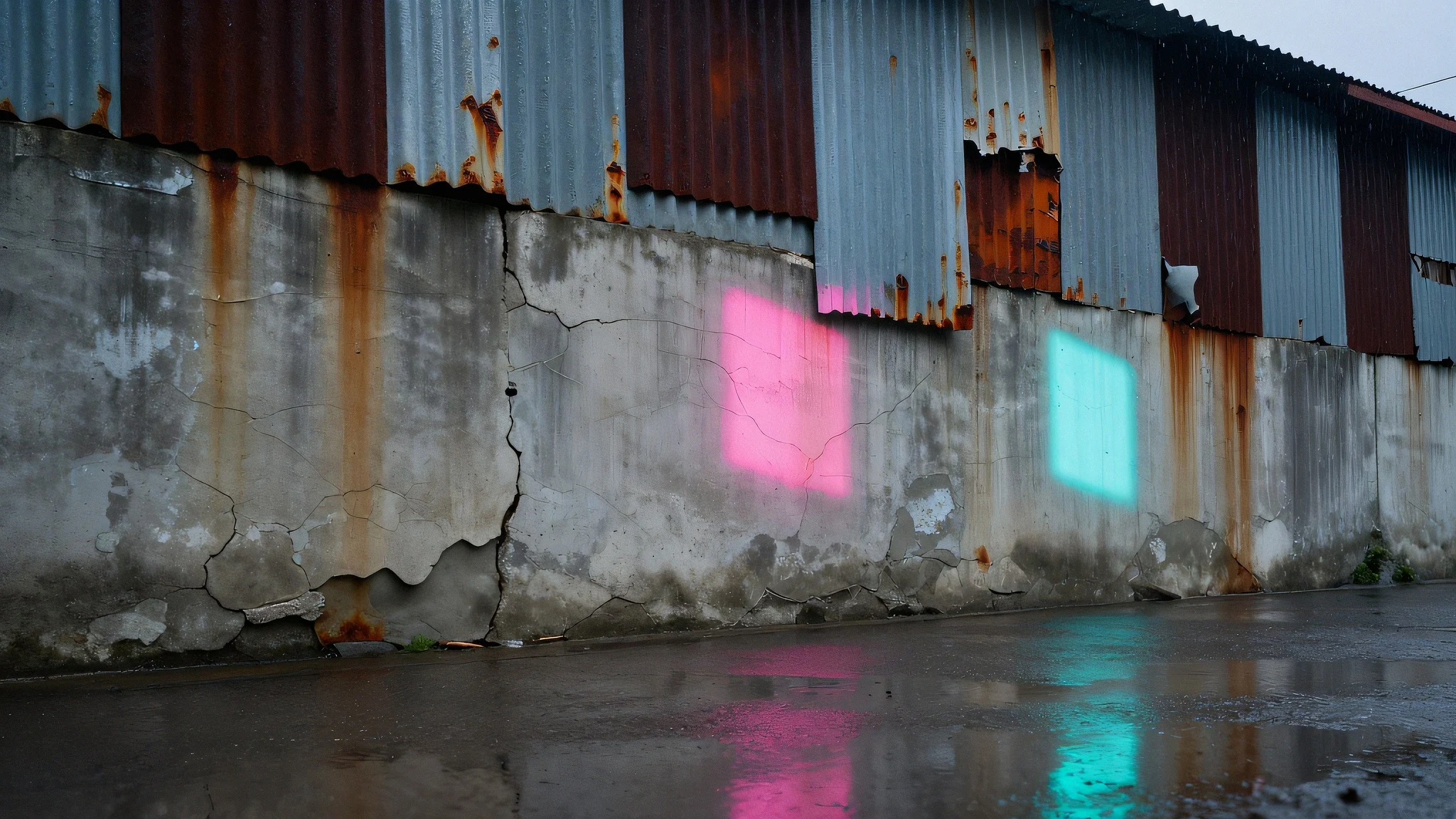 Cracked concrete wall 4K — 4K neon background