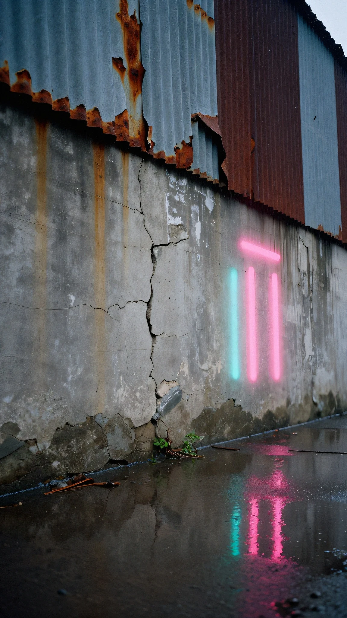 Cracked concrete wall 4K — 4K neon background