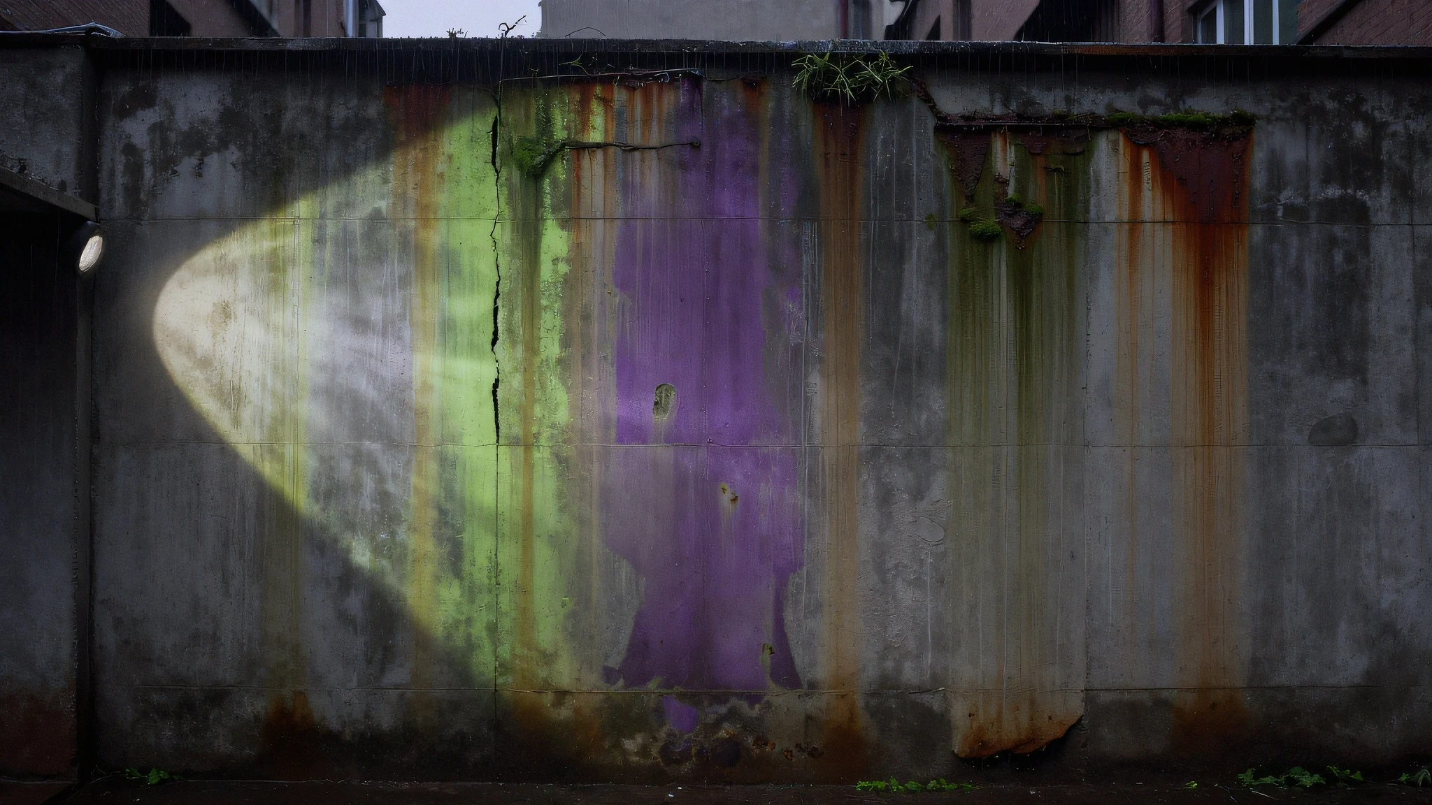 Corroded ferroconcrete wall 4K — 4K neon background