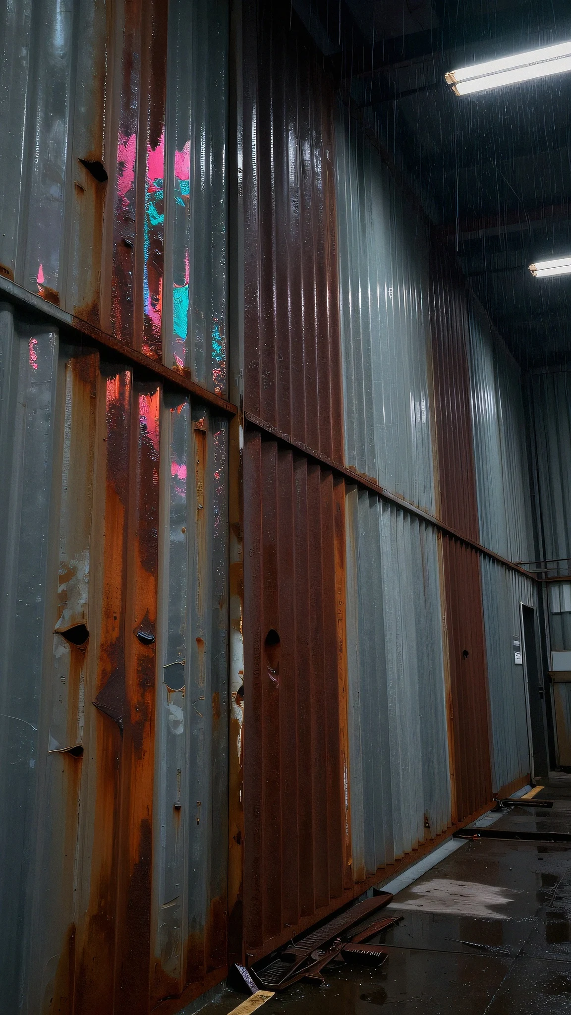 Corrugated steel paneling 4K — 4K neon background