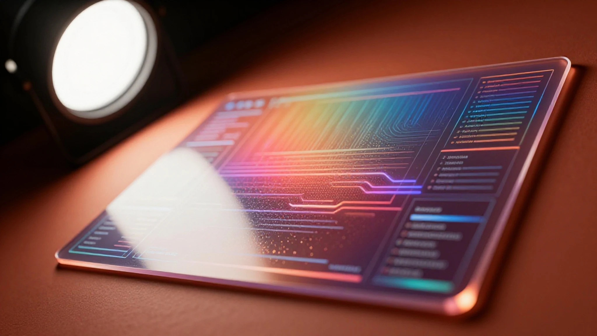 Terracotta UI, Holographic Data Streams 4K — 4K abstract background