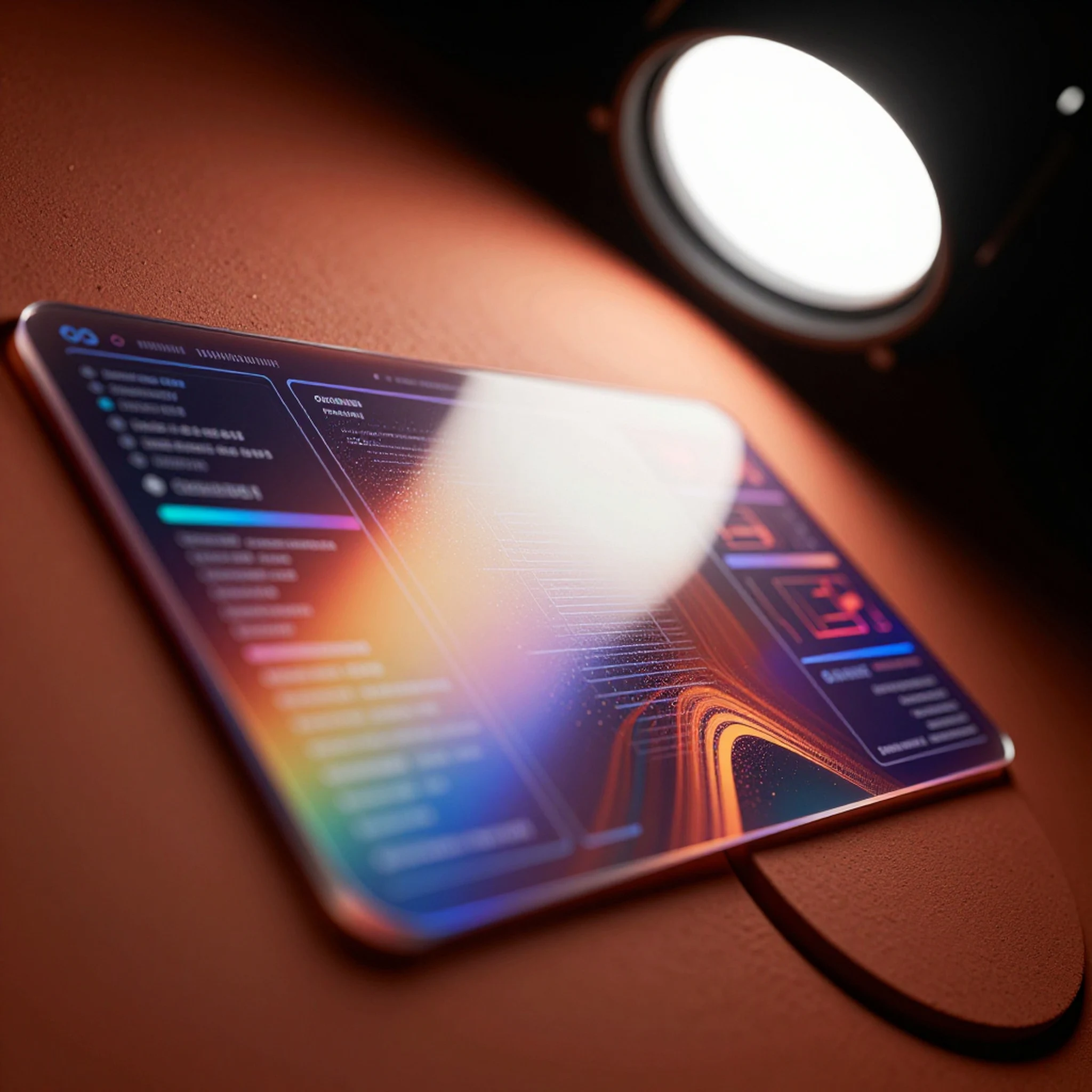 Terracotta UI, Holographic Data Streams 4K — 4K abstract background