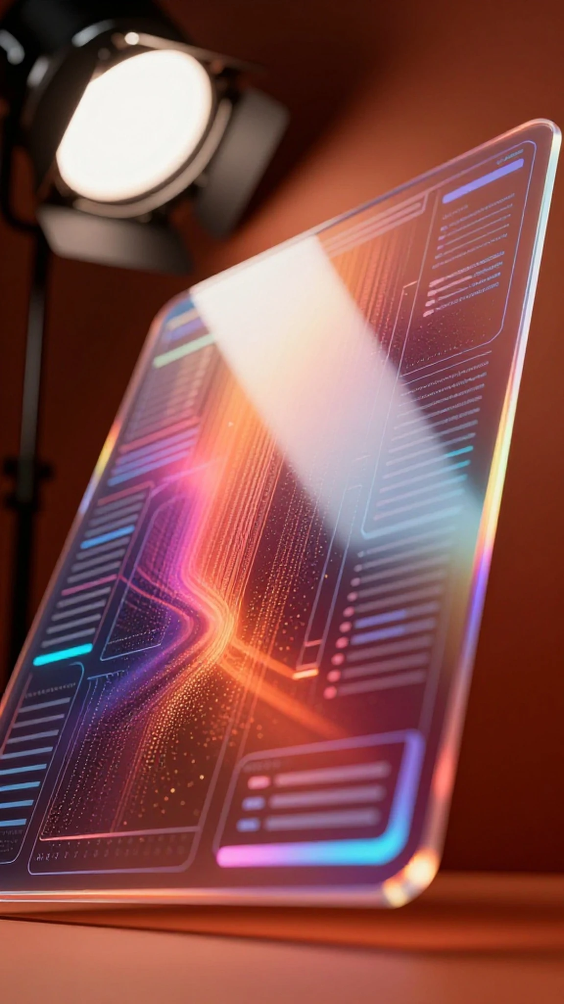 Terracotta UI, Holographic Data Streams 4K — 4K abstract background