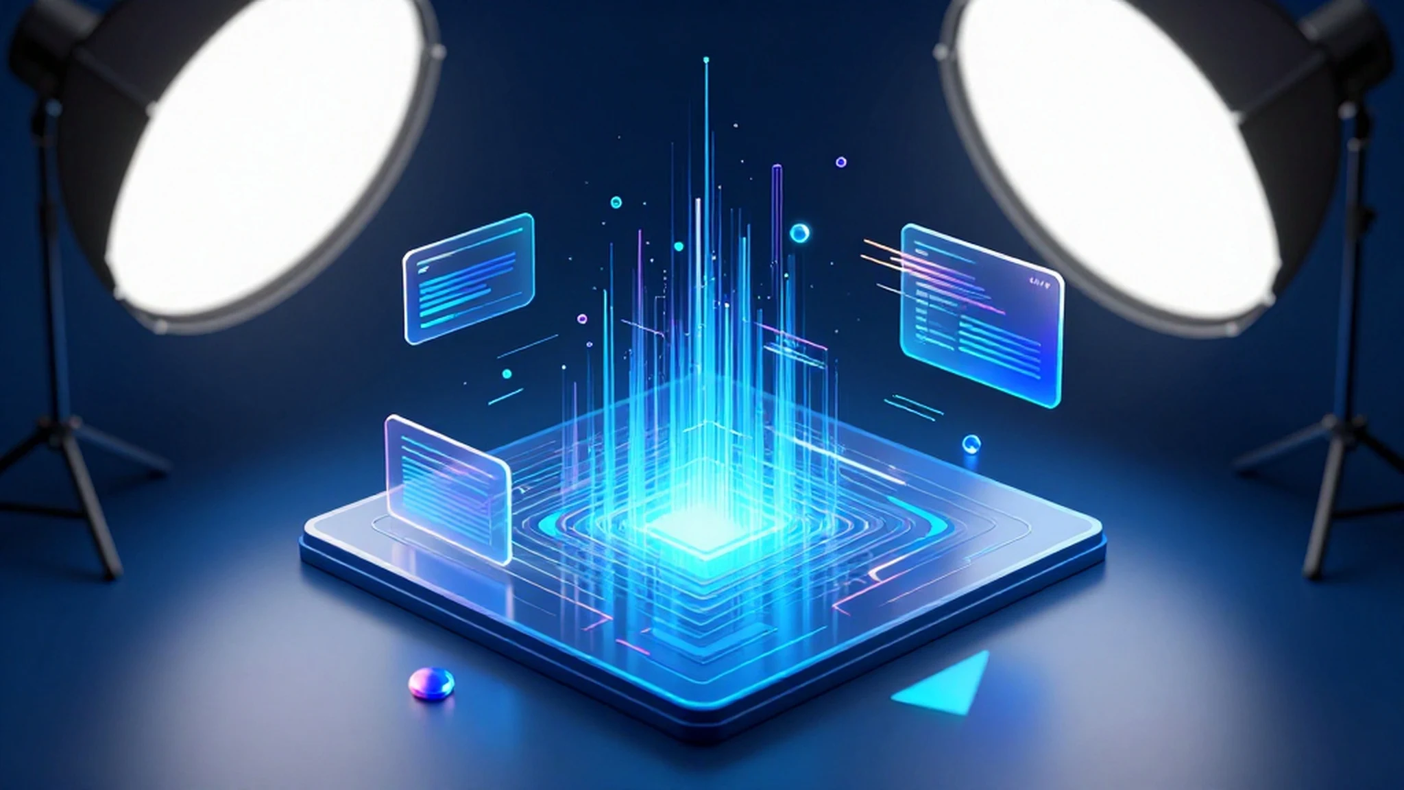 Holographic UI, Rising Streamer, 4K — 4K abstract background
