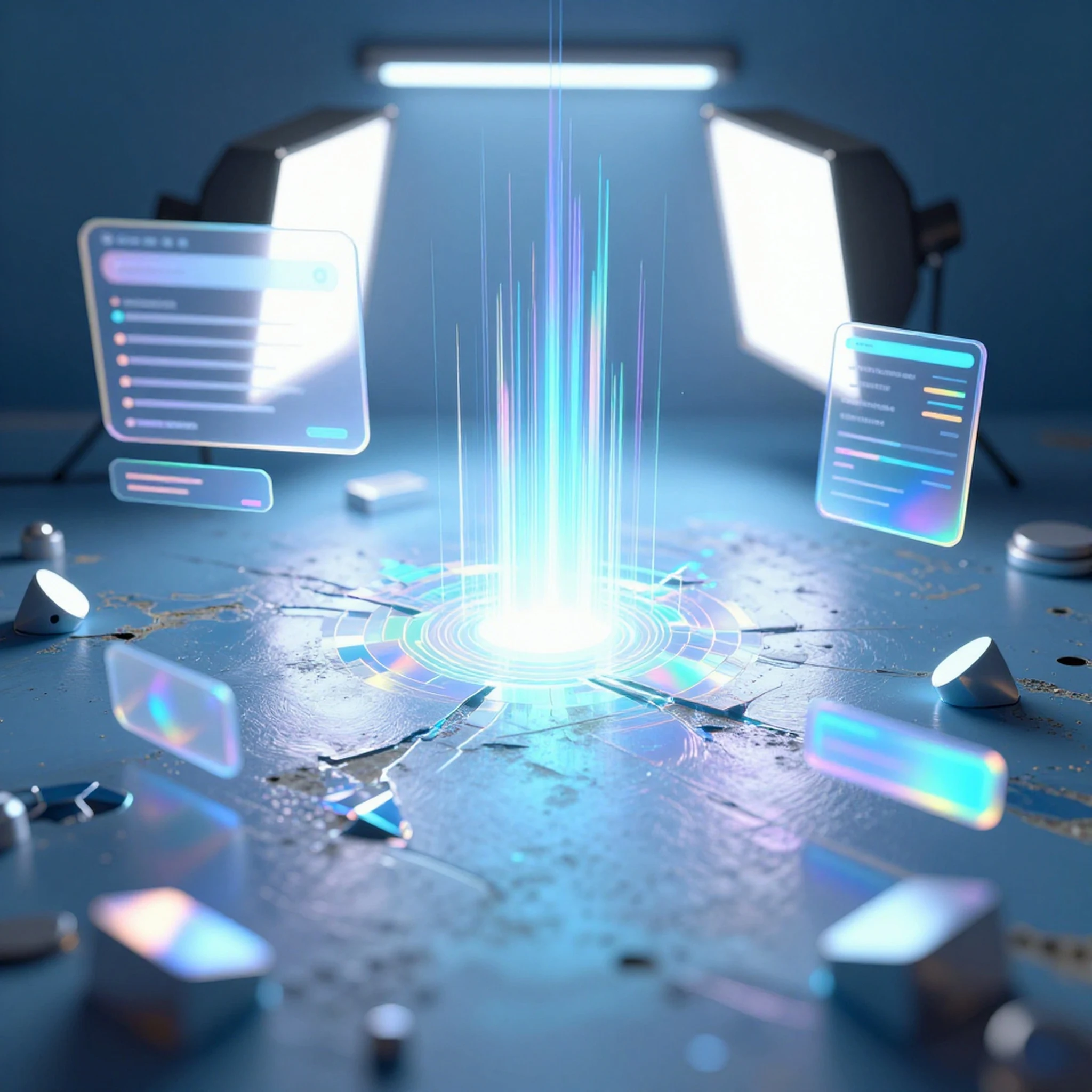 Worn metallic surfaces, fractured light 4K — 4K abstract background