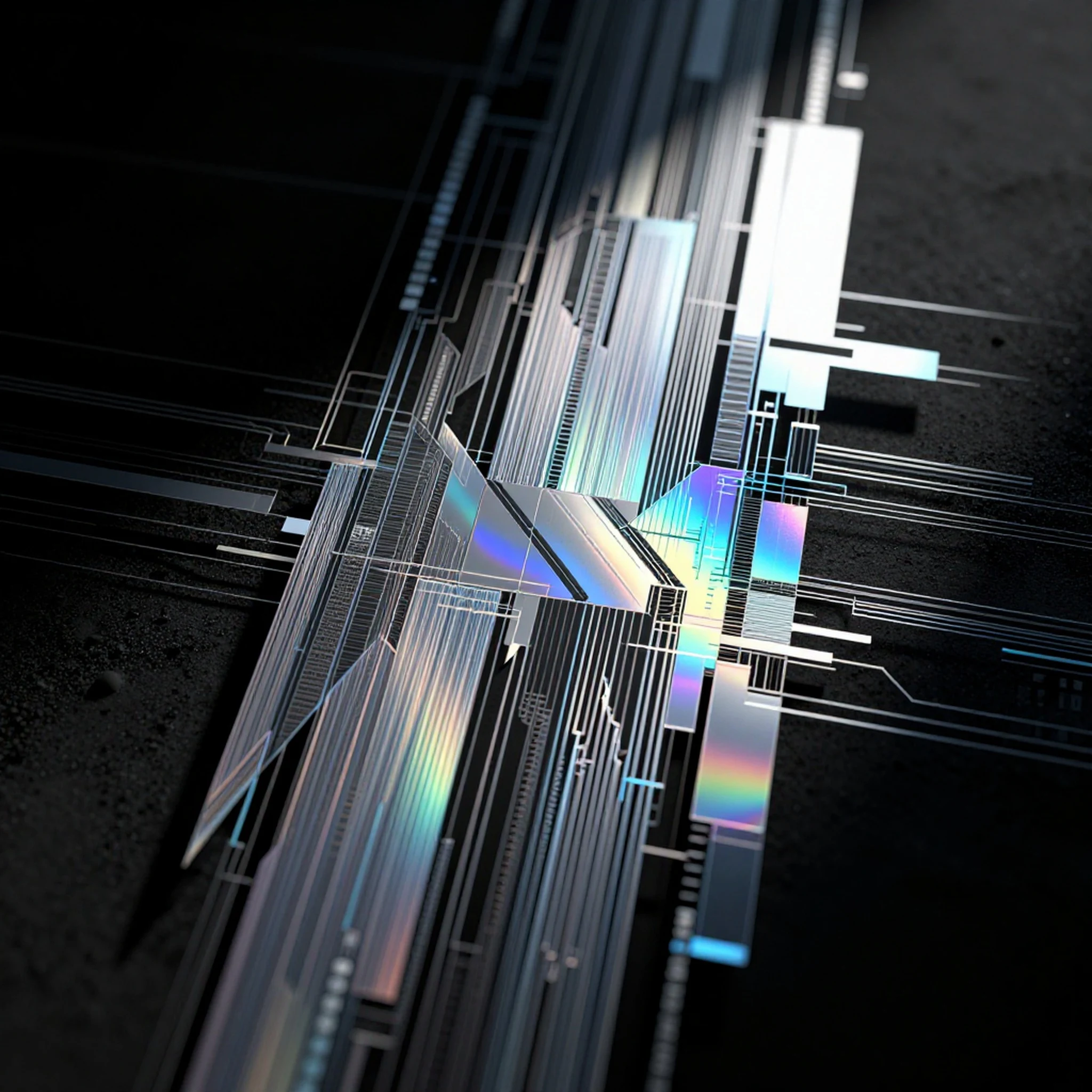 Industrial data stream, shimmering iridescent 4K — 4K abstract background