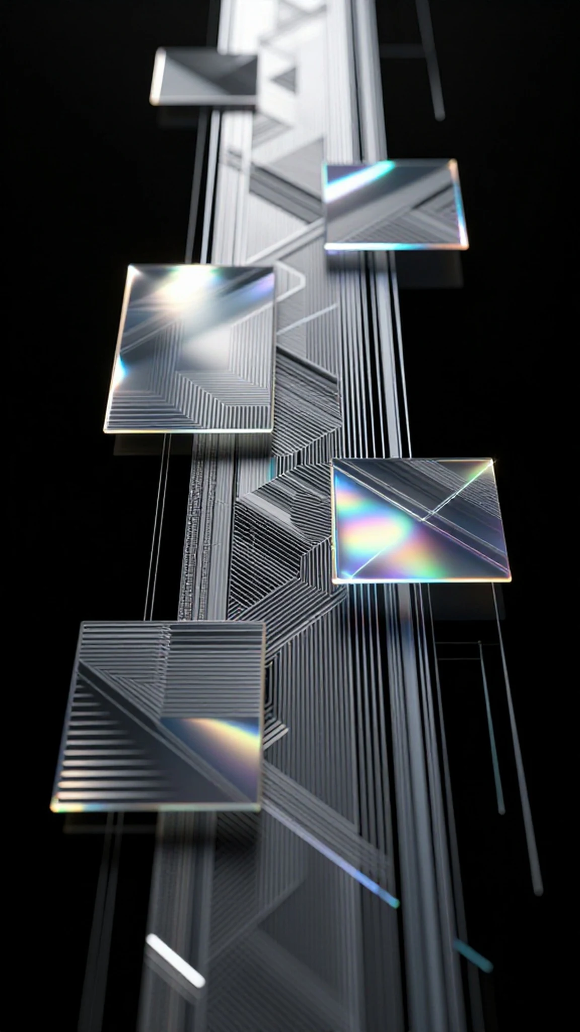Industrial data stream, shimmering iridescent glitch 4K — 4K abstract background