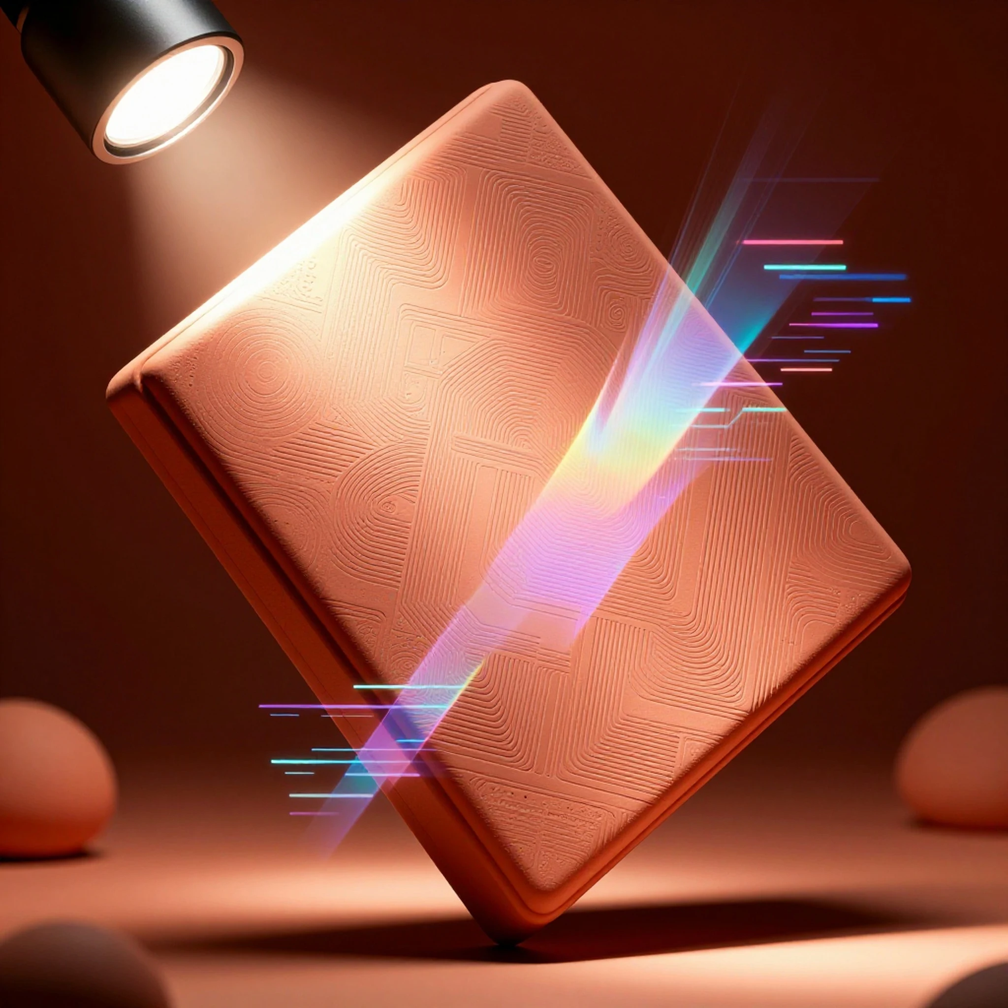 Terracotta Surface, Glitch Hologram Reflection 4K — 4K abstract background