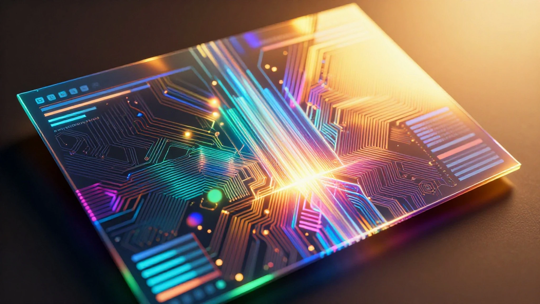 Geometric Circuitry, Iridescent Hologram 4K — 4K abstract background