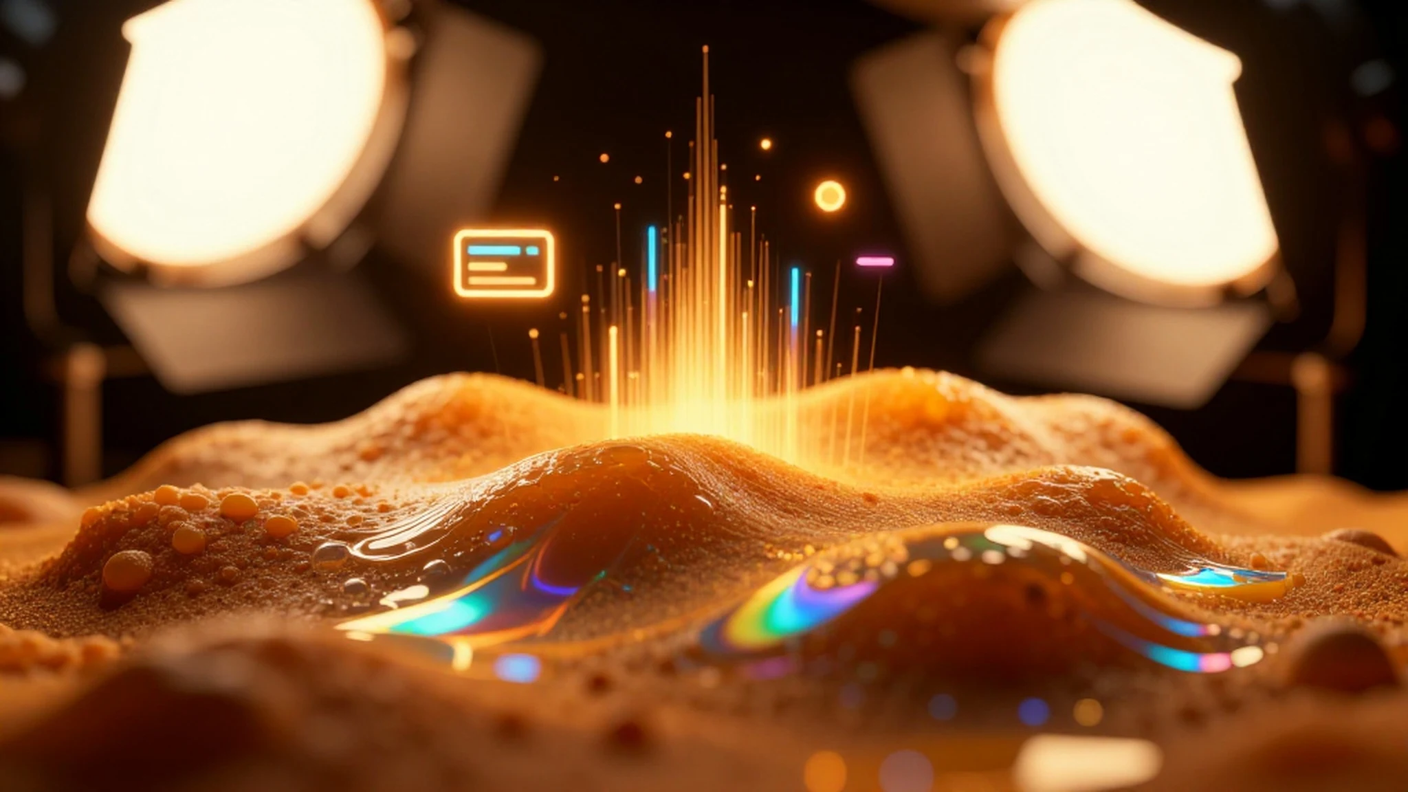 Digital particles, iridescent holographic 4K — 4K abstract background