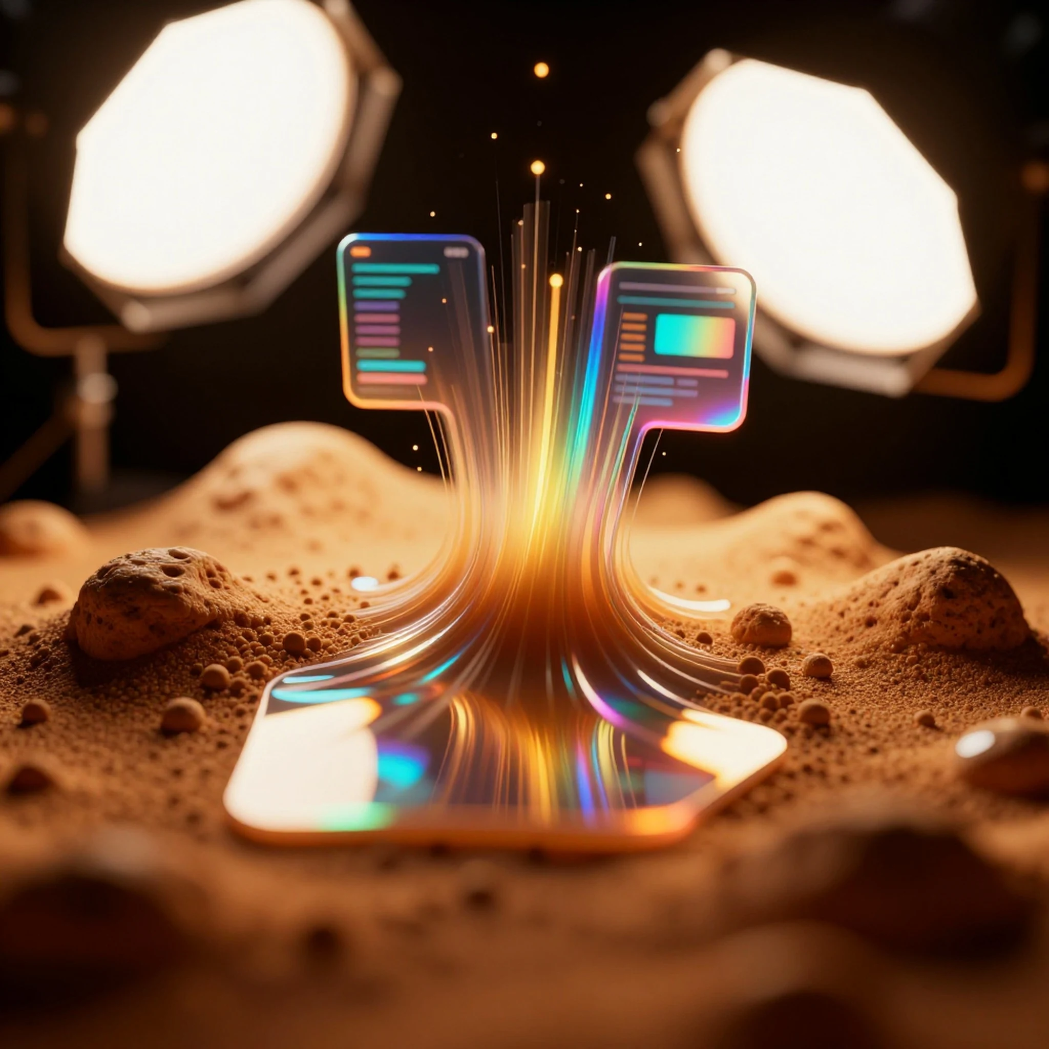 Digital Particles + Holographic Distortion 4K — 4K abstract background