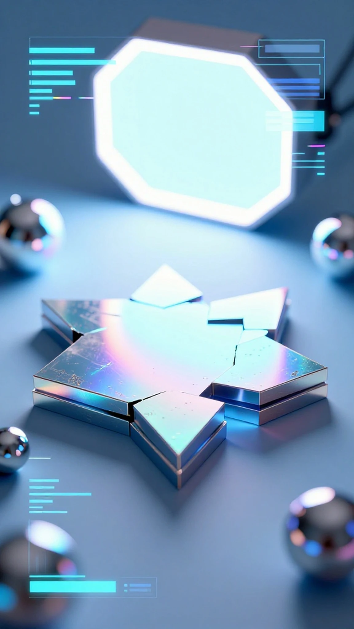 Worn metal, fractured polygons 4K — 4K abstract background