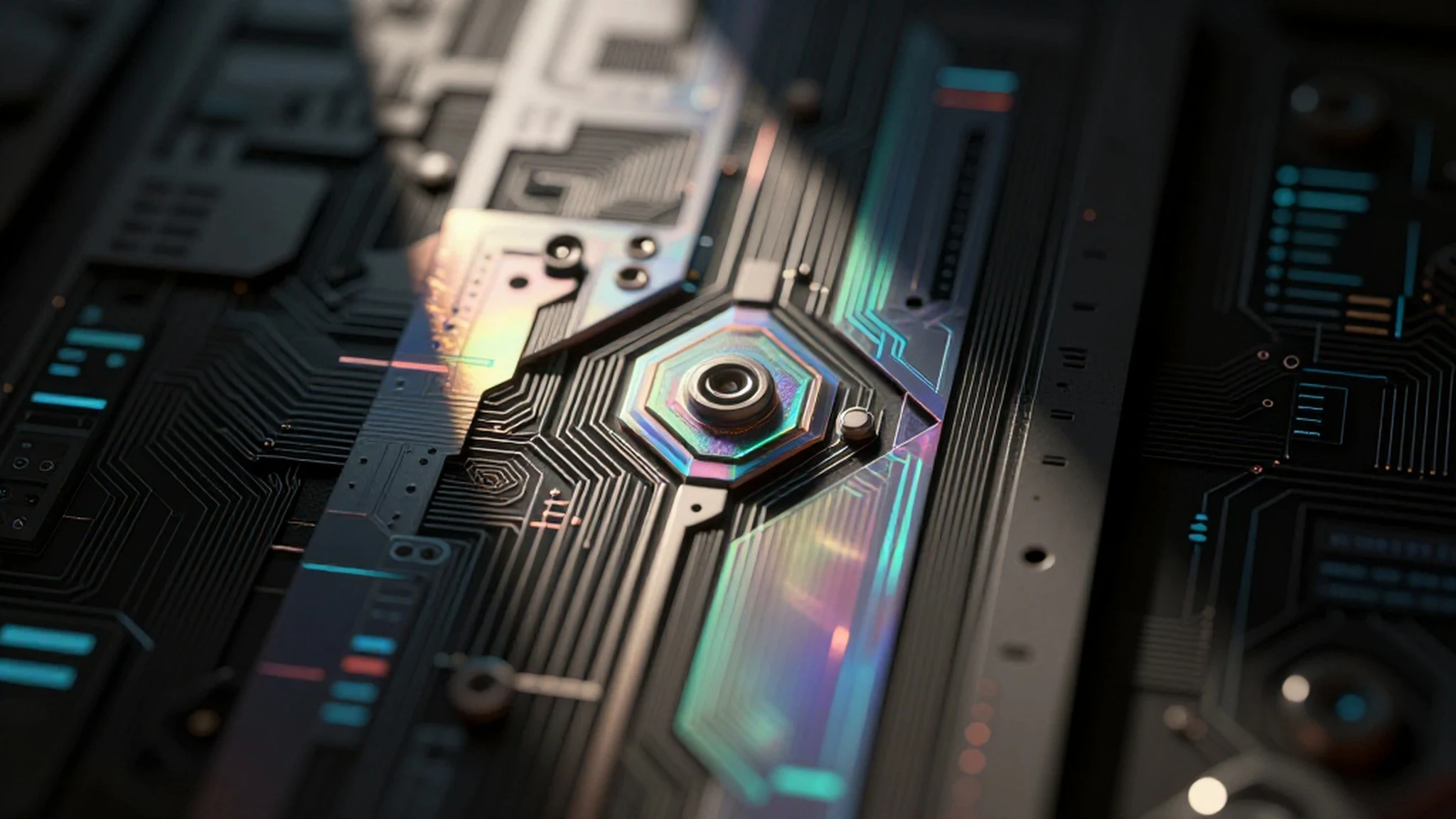Intricate Circuitry, Shimmering Hologram 4K — 4K abstract background