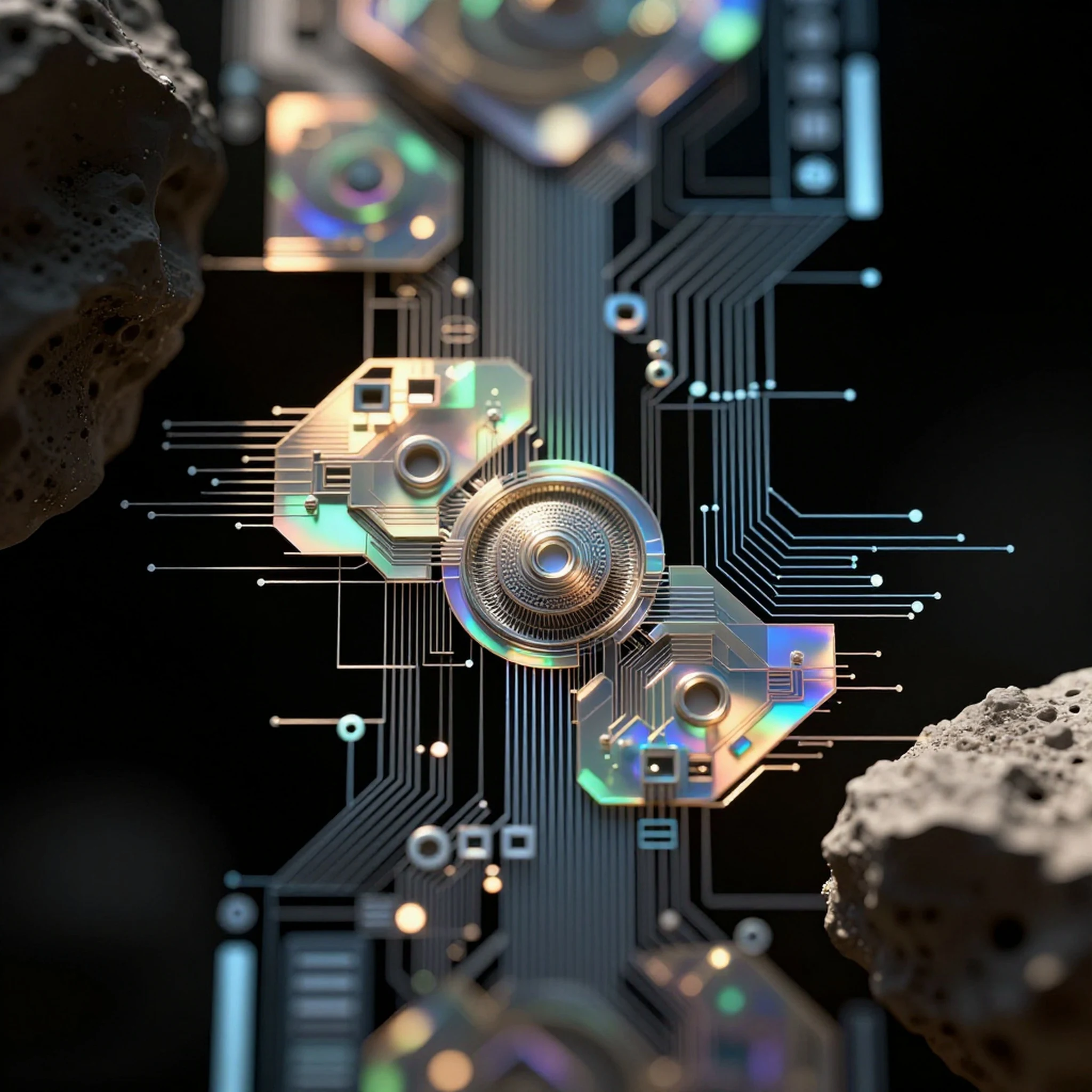 Geometric Circuitry, Shimmering Hologram 4K — 4K abstract background