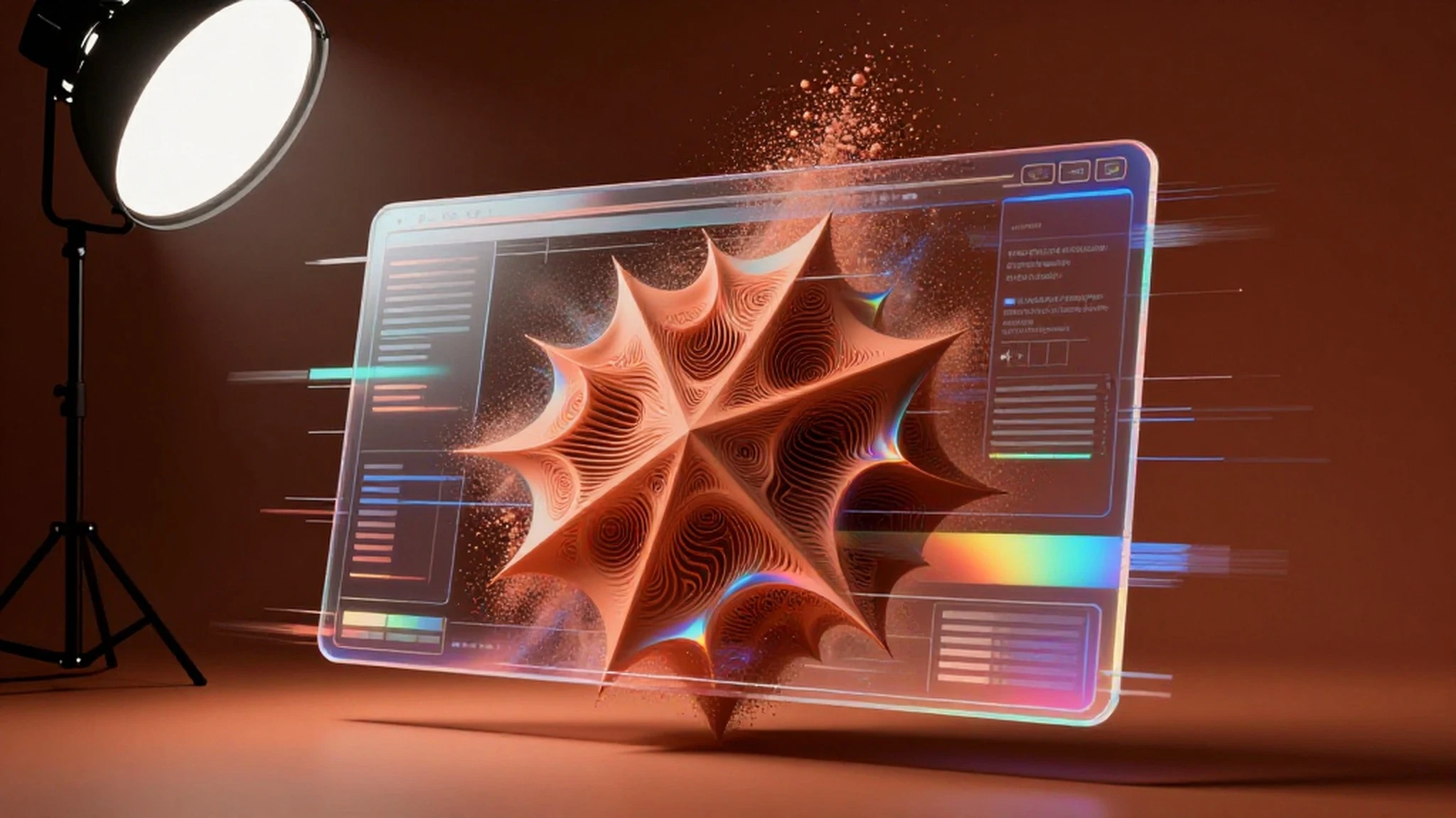 Terracotta Surface, Holographic Data Streams 4K — 4K abstract background