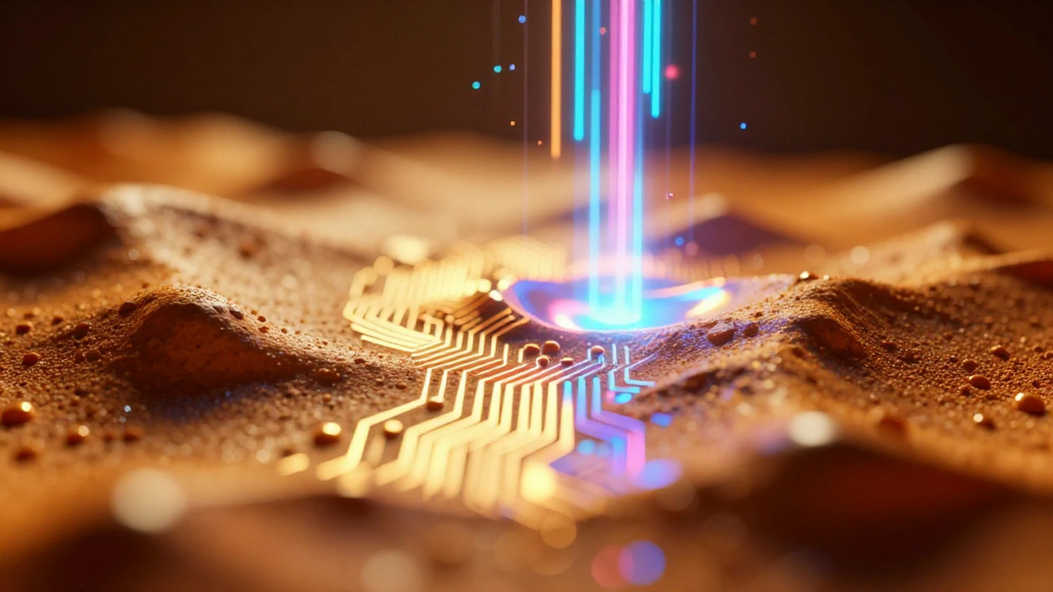 Photogrammetry scan, neon glow 4K — 4K abstract background