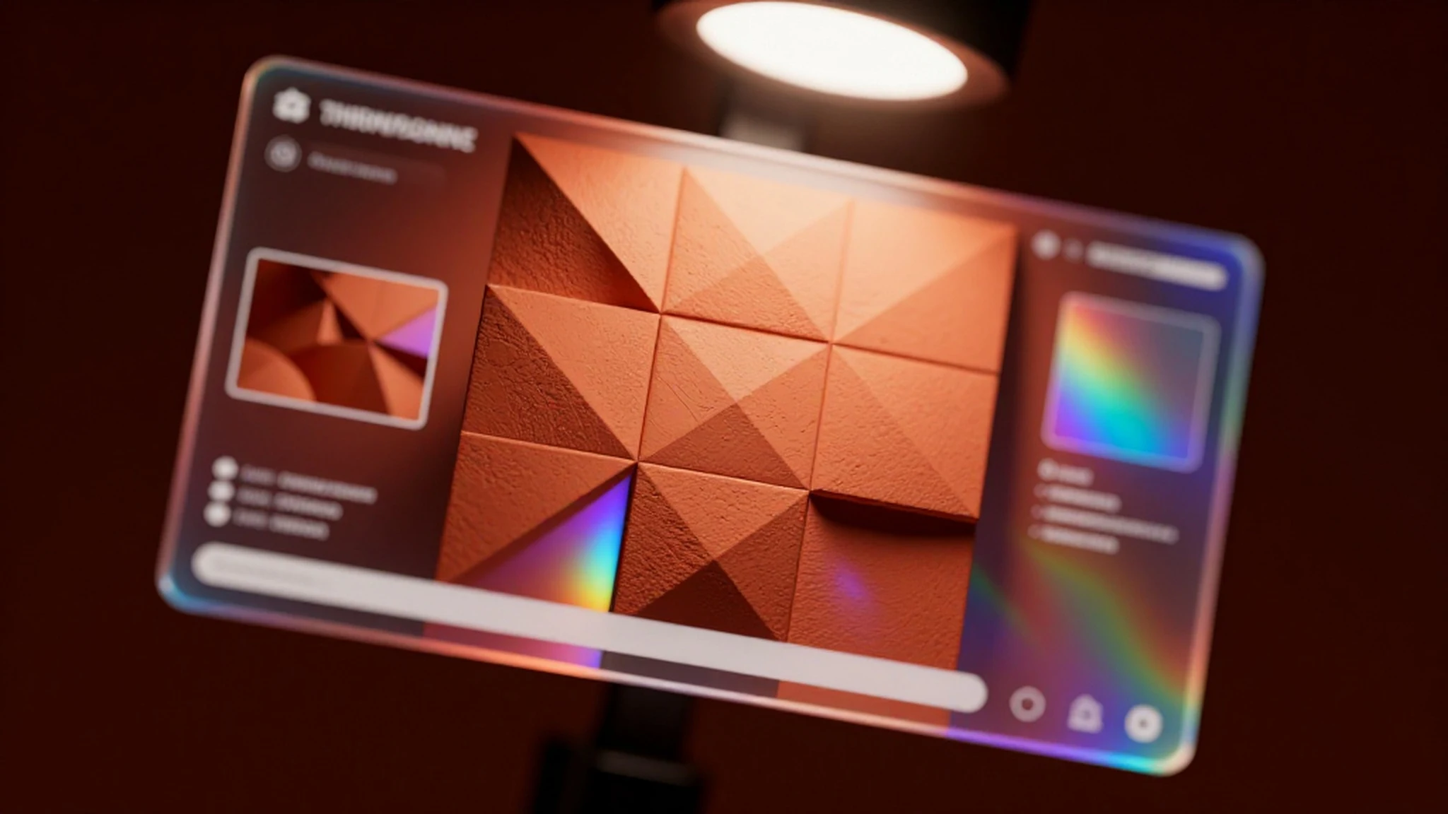Terracotta UI, iridescent glitch 4K — 4K abstract background