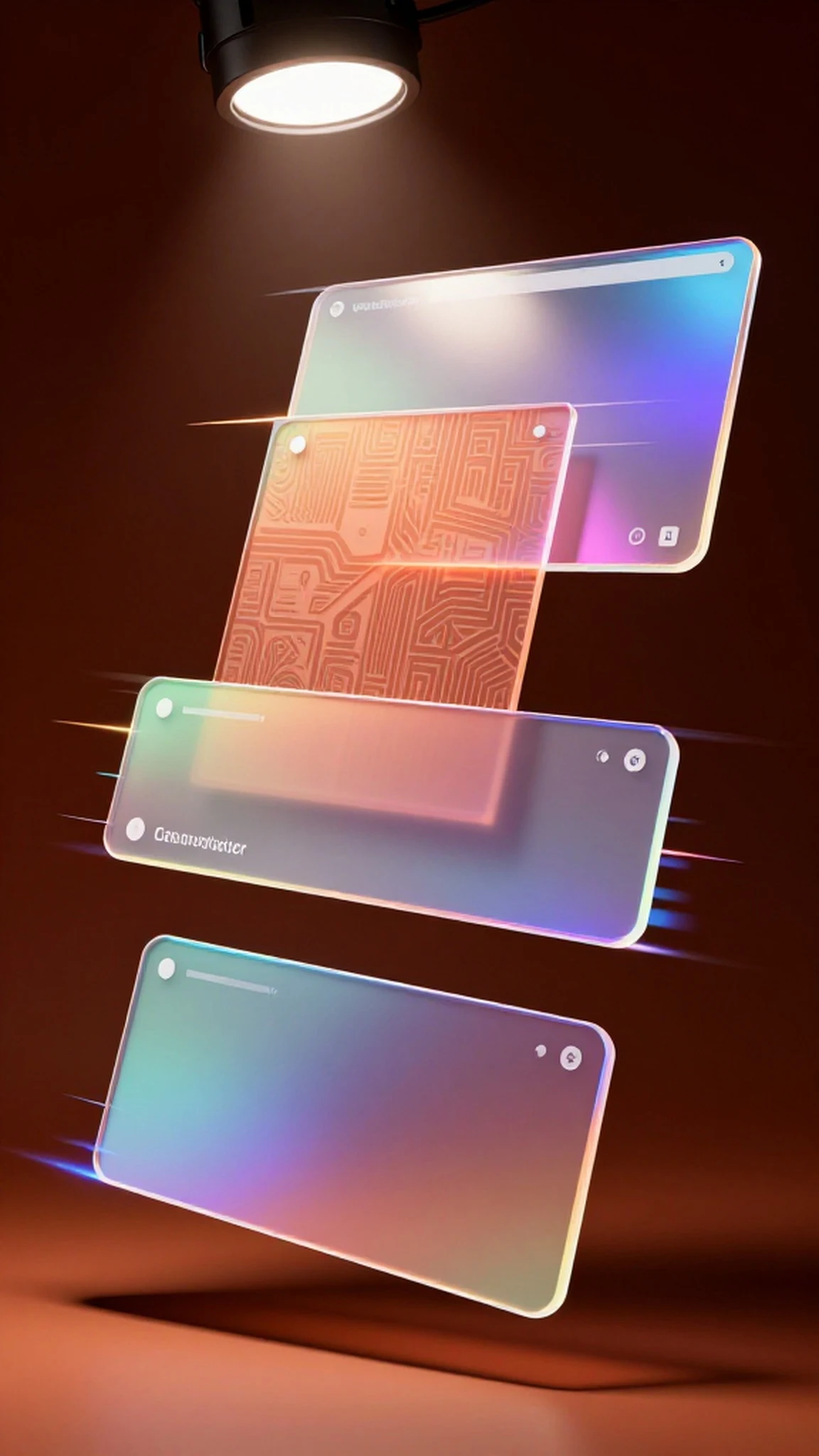 Terracotta UI, iridescent glitch 4K — 4K abstract background