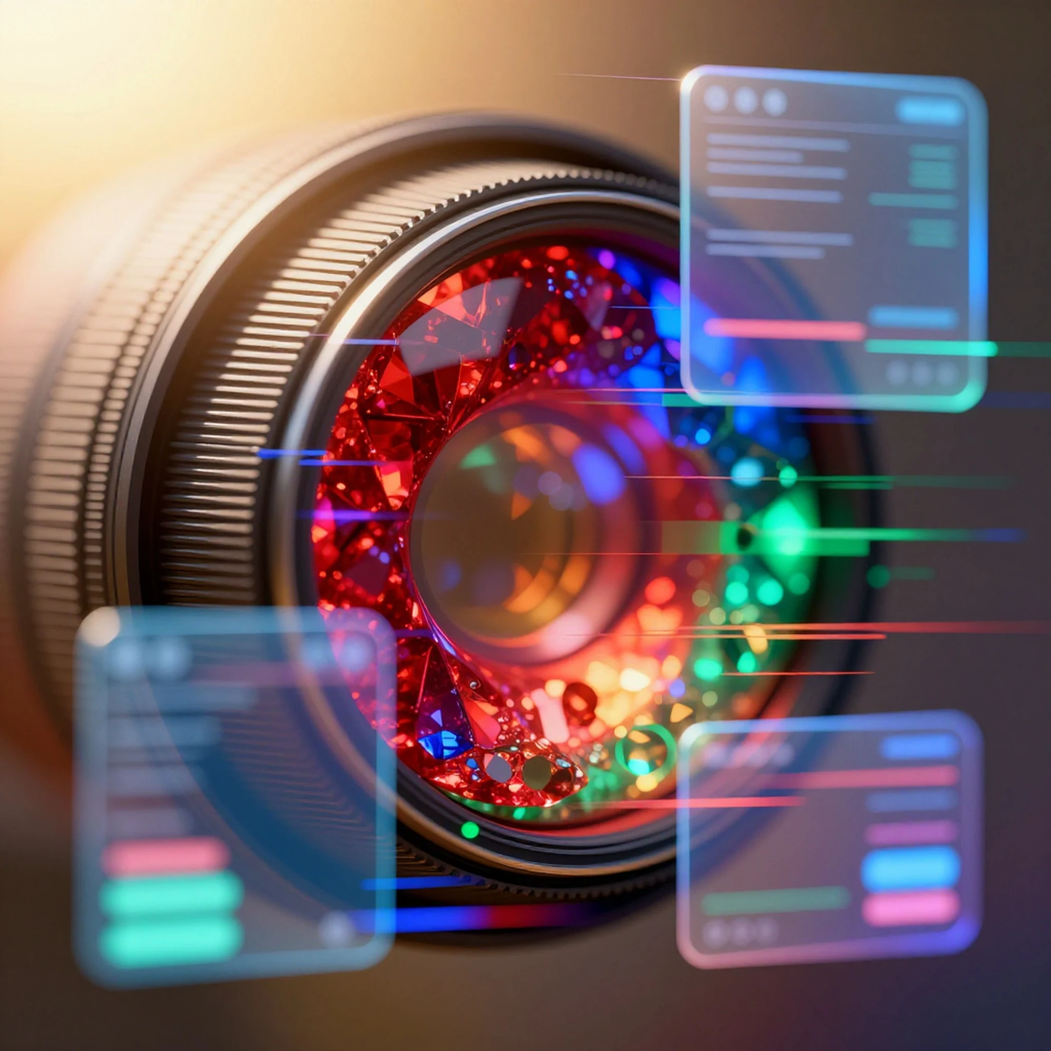 Ruby Sapphire Emerald Hologram, Golden Hour 4K — 4K abstract background