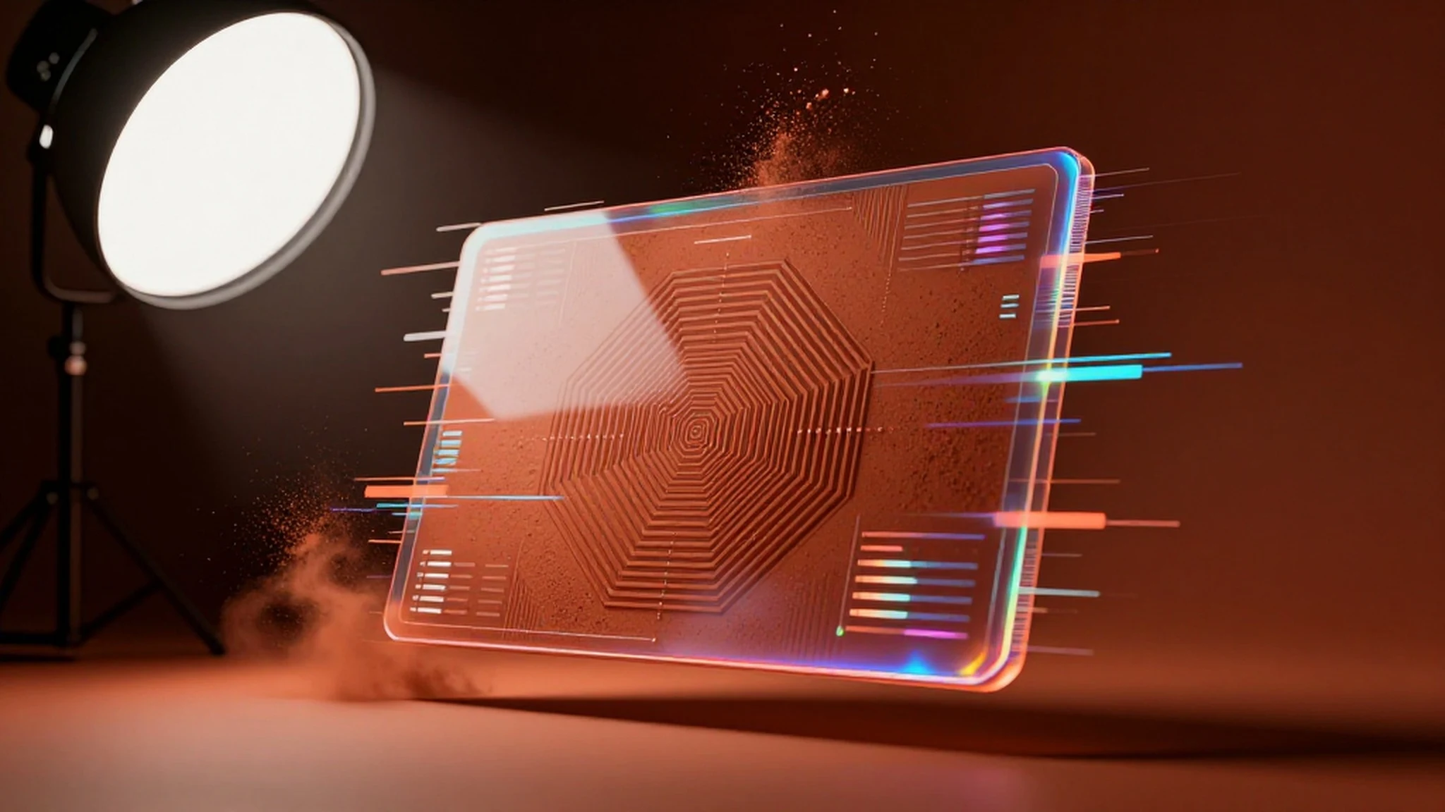 Earthy Terracotta, Glitch Hologram 4K — 4K abstract background