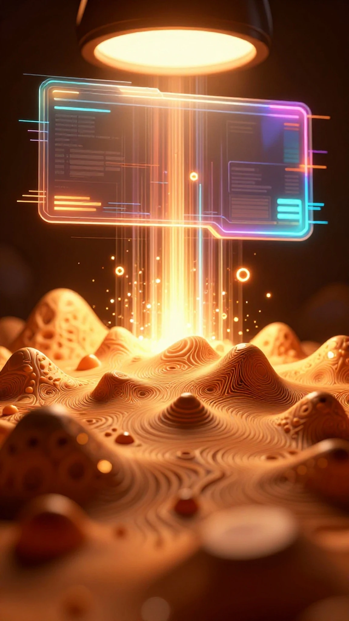 Photogrammetry scan, neon glow 4K — 4K abstract background