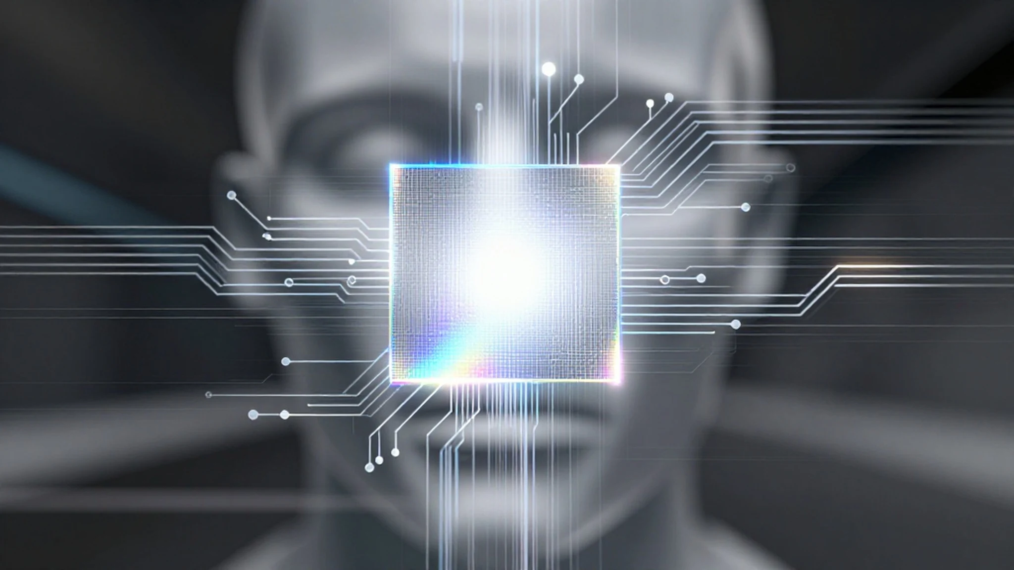 Circuit patterns, holographic shimmer 4K — 4K abstract background