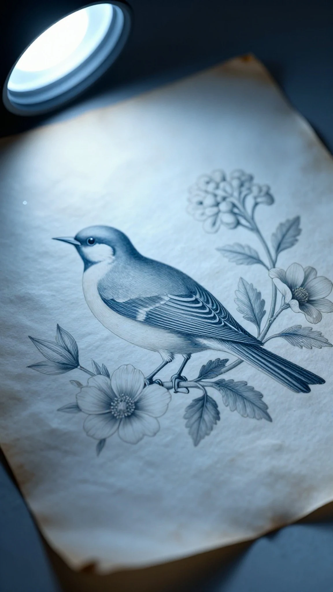 Aged paper botanical illustration, subtle specular highlights 4K — 4K abstract background
