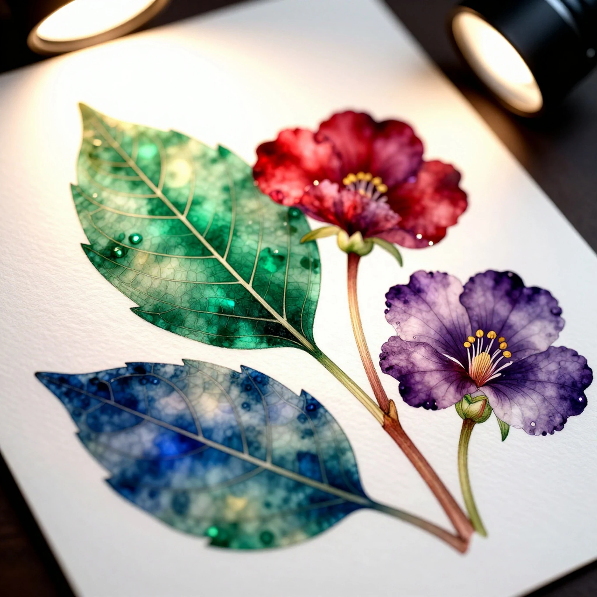 Emerald Ruby Sapphire Floral Specimen 8K — 4K abstract background