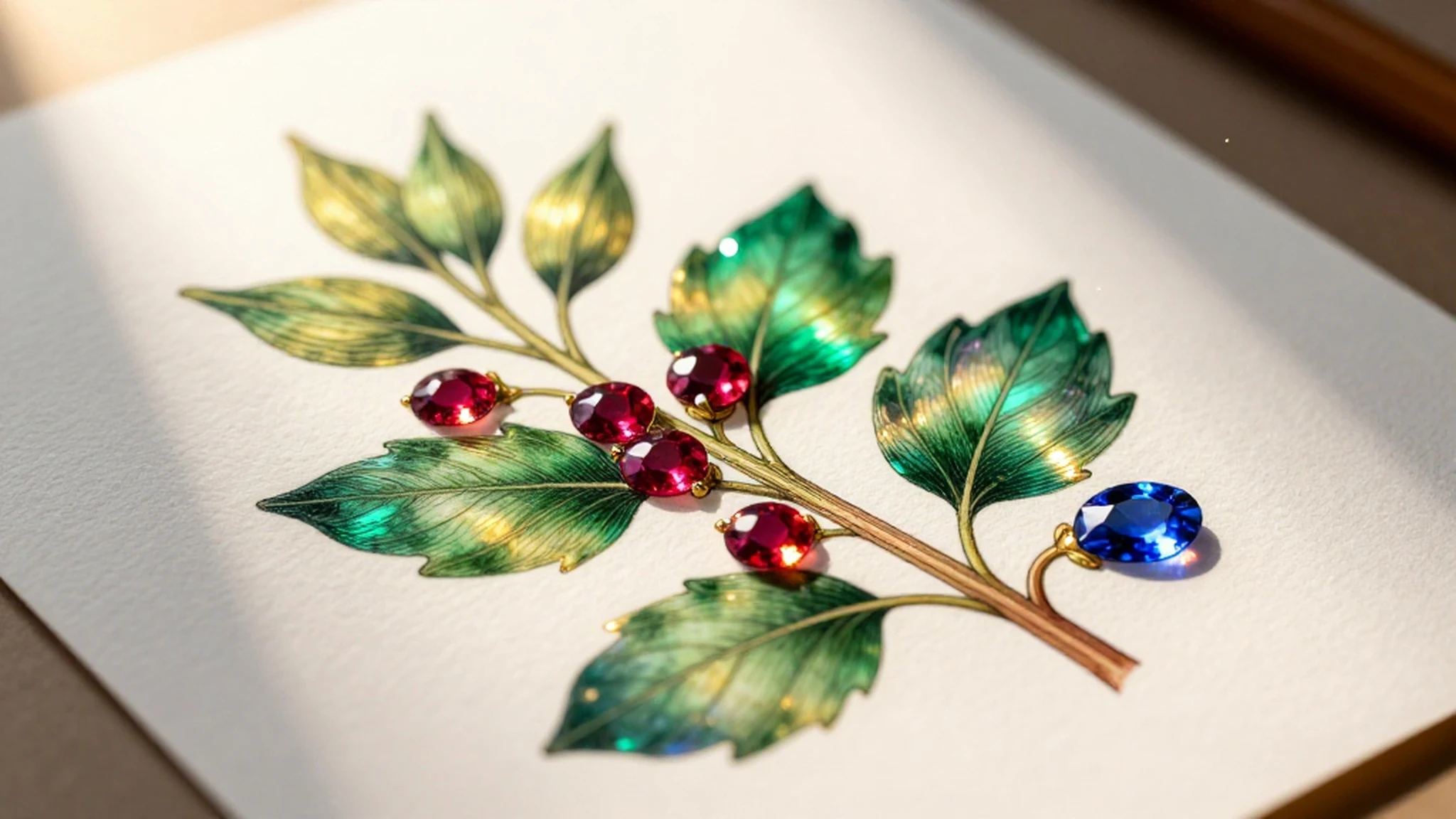 Botanical Illustration, Ruby Jewel Tones 4K — 4K abstract background