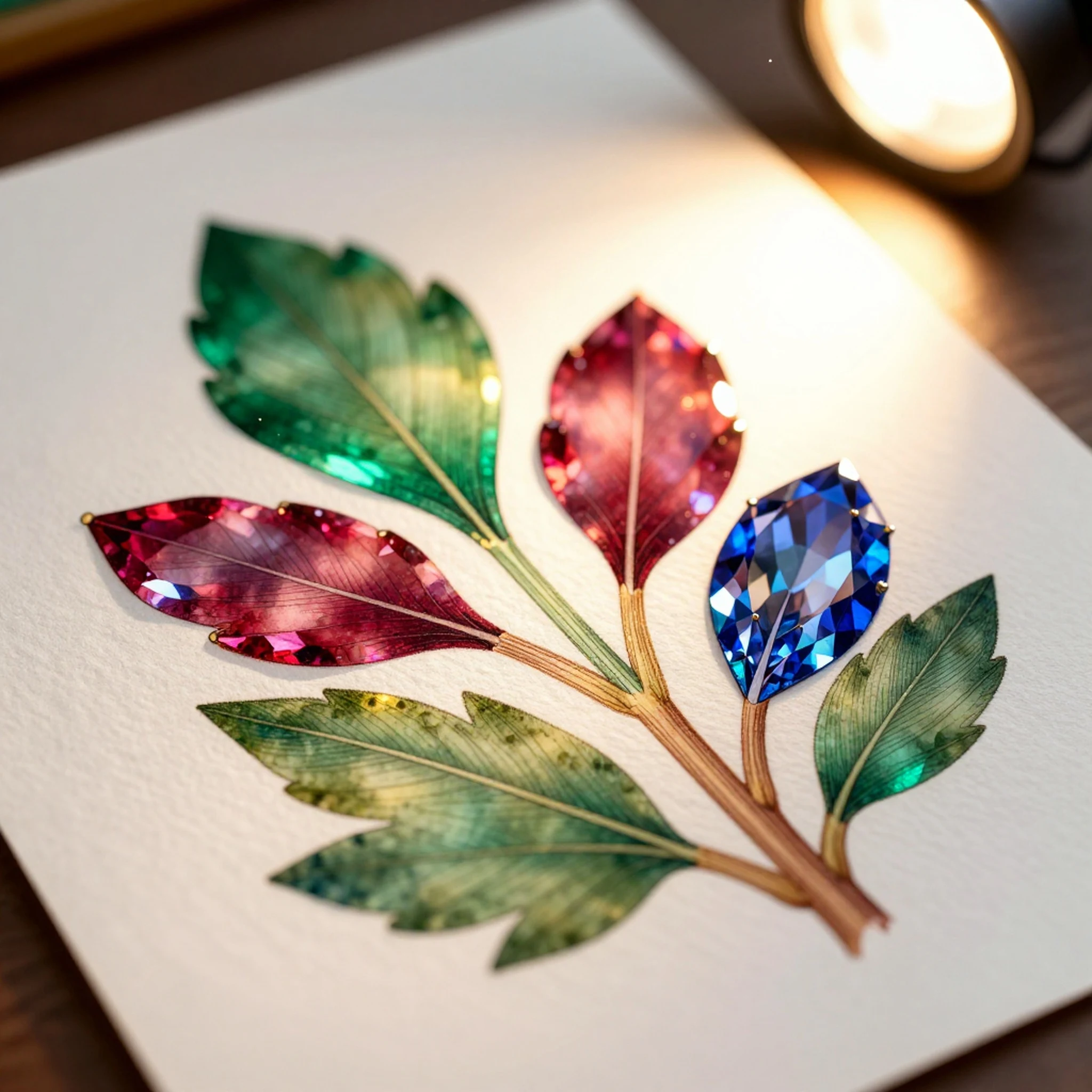 Botanical Illustration, Ruby Jewel Tones 4K — 4K abstract background
