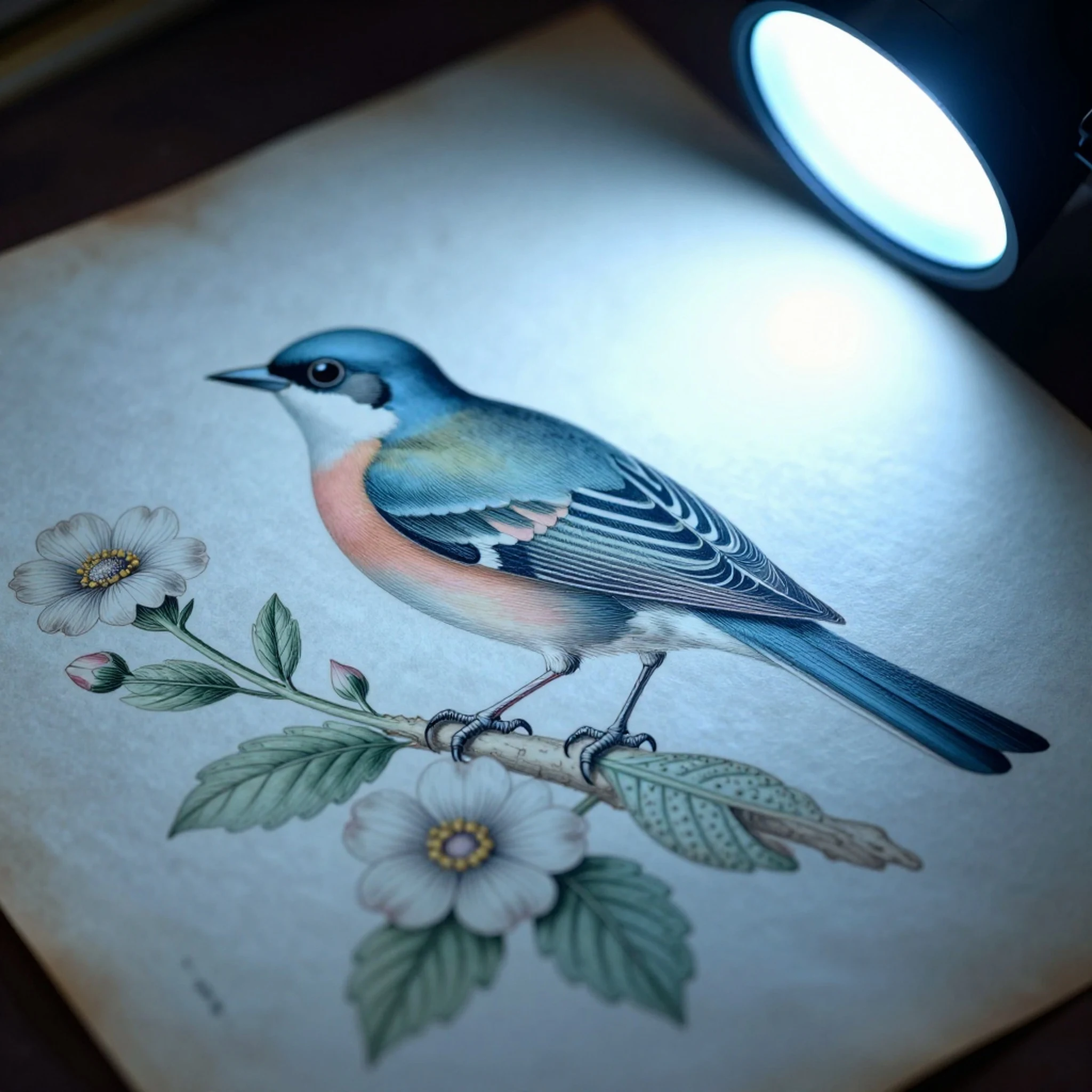 Aged paper botanical illustration, subtle grain 4K — 4K abstract background