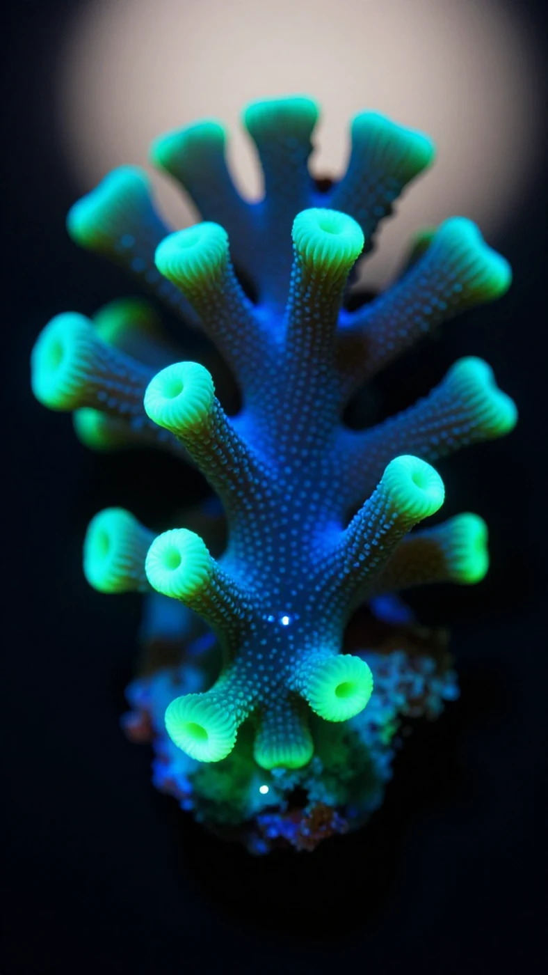 Bioluminescent Coral, Soft Studio Light 4K — 4K abstract background