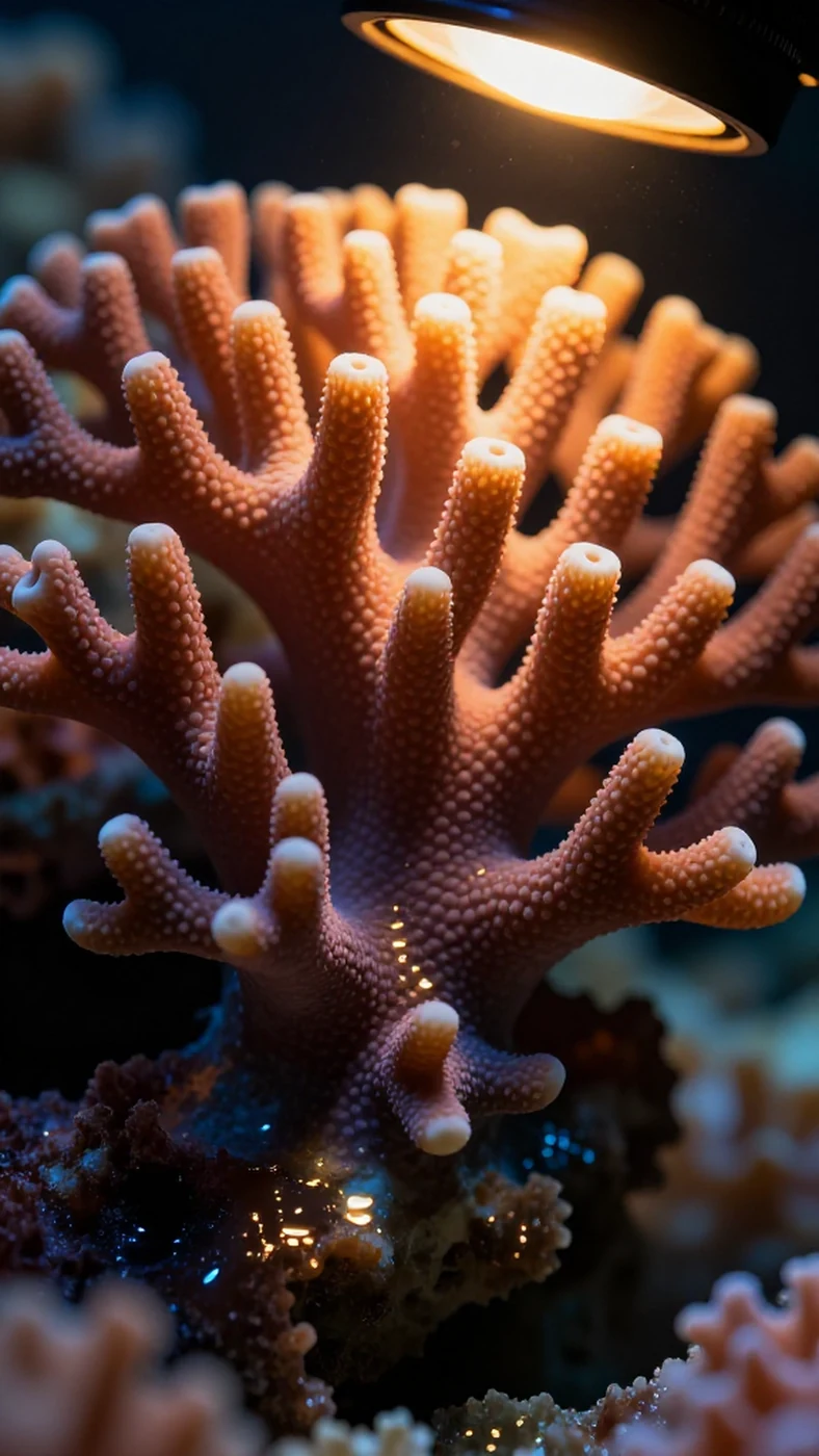 Bioluminescent Coral, Golden Hour Reflections 4K — 4K abstract background