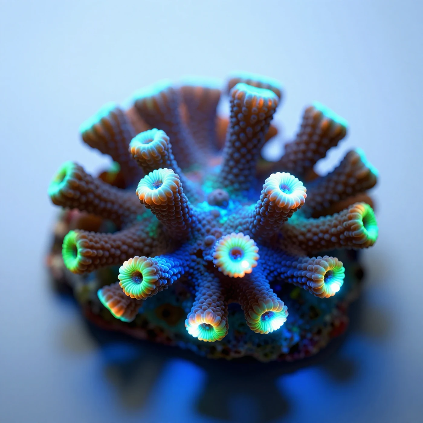Bioluminescent Coral, Soft Studio Light 4K — 4K abstract background
